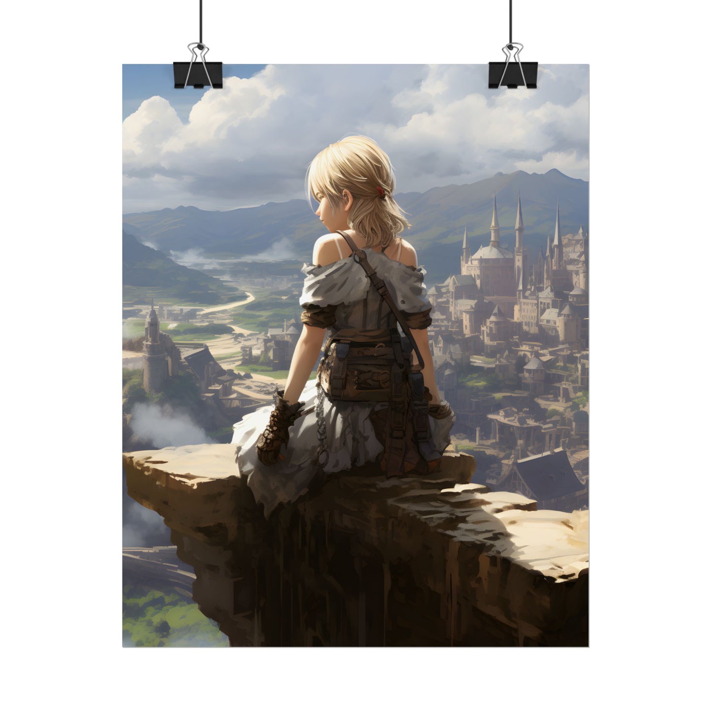 Anime Dreams: Flying Blonde Digital Artwork - Poster