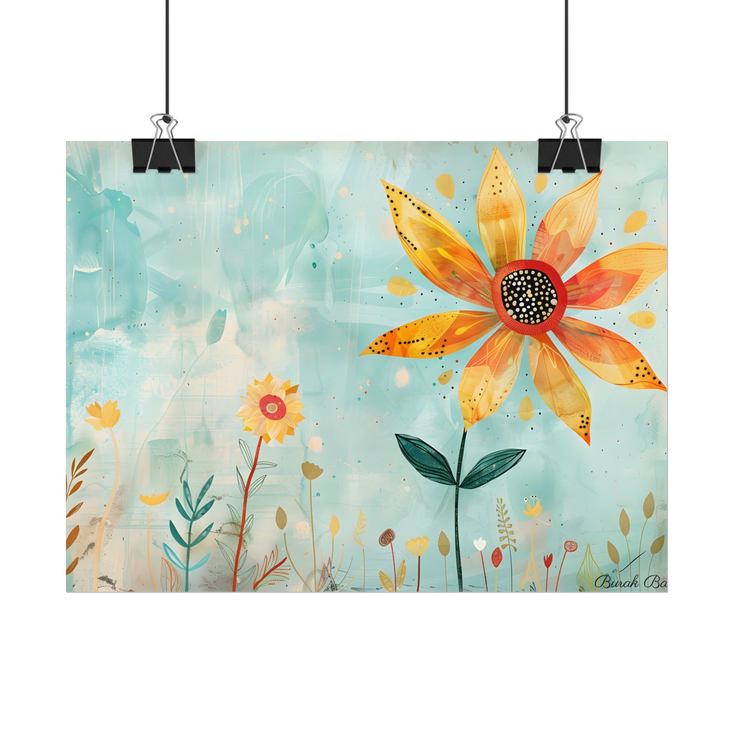 Blooming Growth: Whimsical Flower with Mindset Message Art - Poster