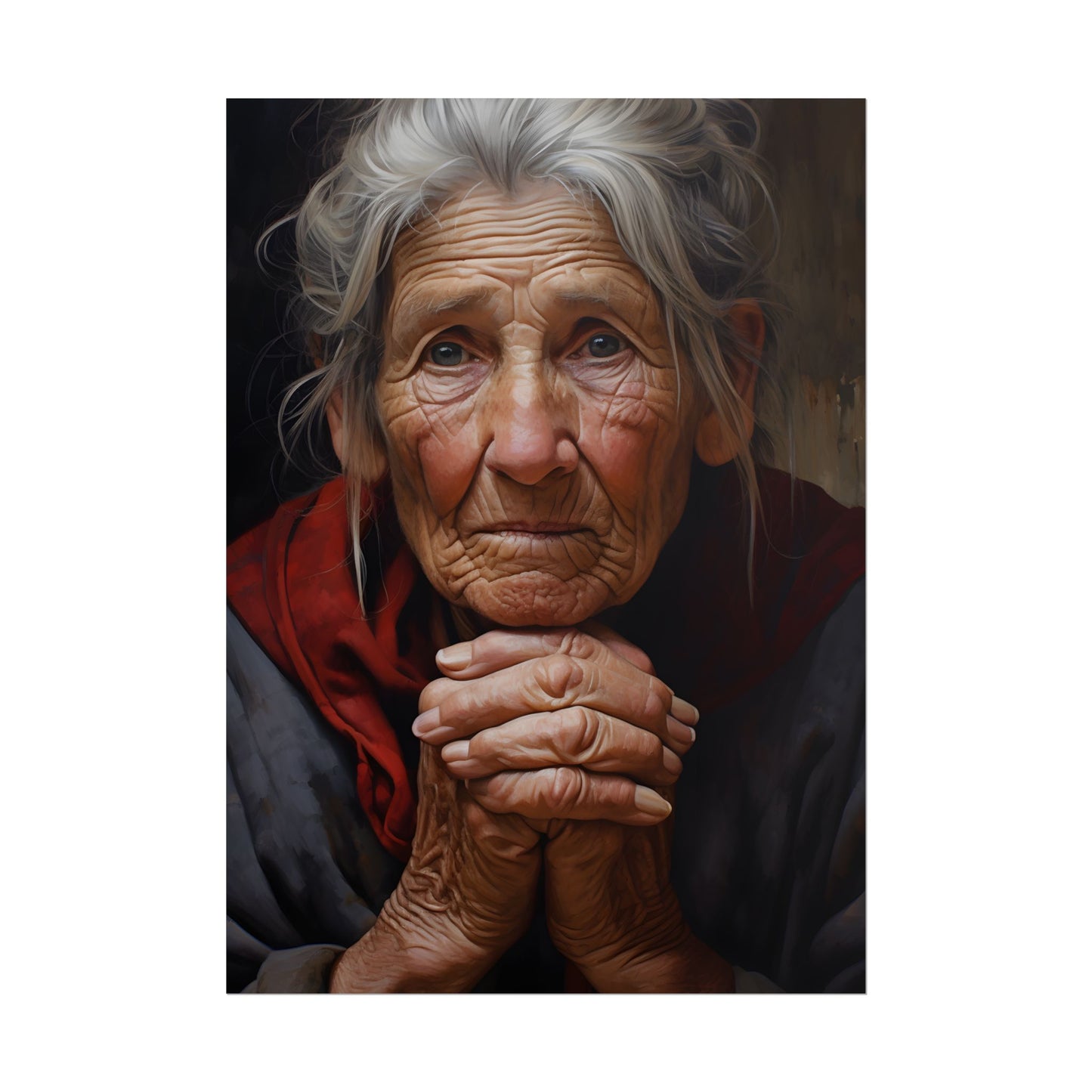 Wisdom in Age: Elderly Portrait Art - Poster