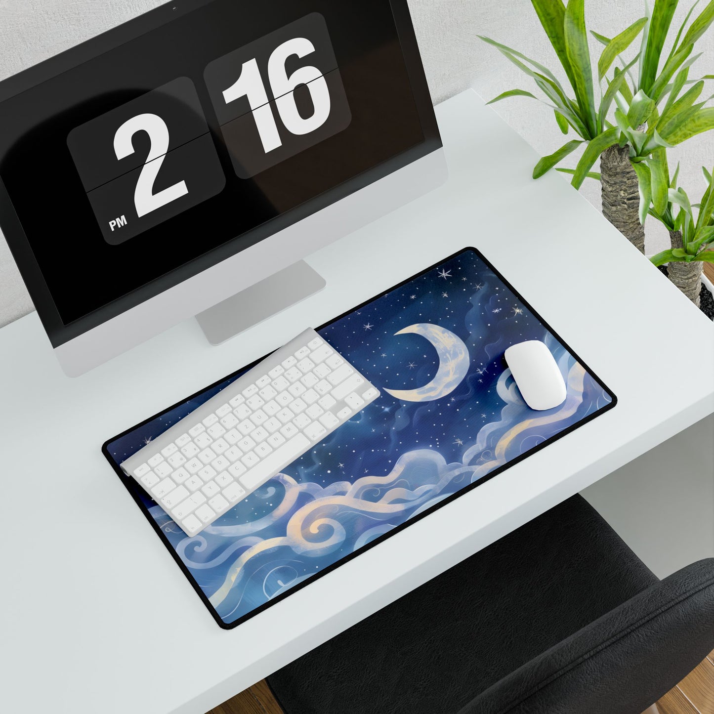 Whimsical Night Sky Dreams: Magical Illustration - Desk Mat