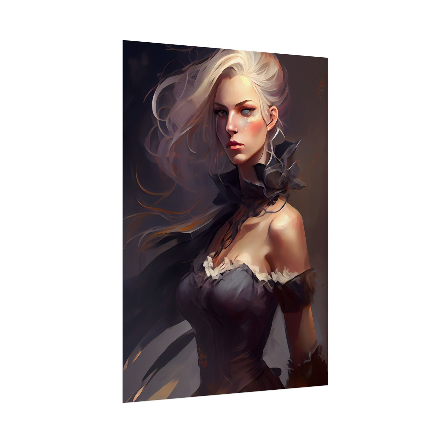 Elegant Blonde Beauty: Whirling Portrait Art - Poster