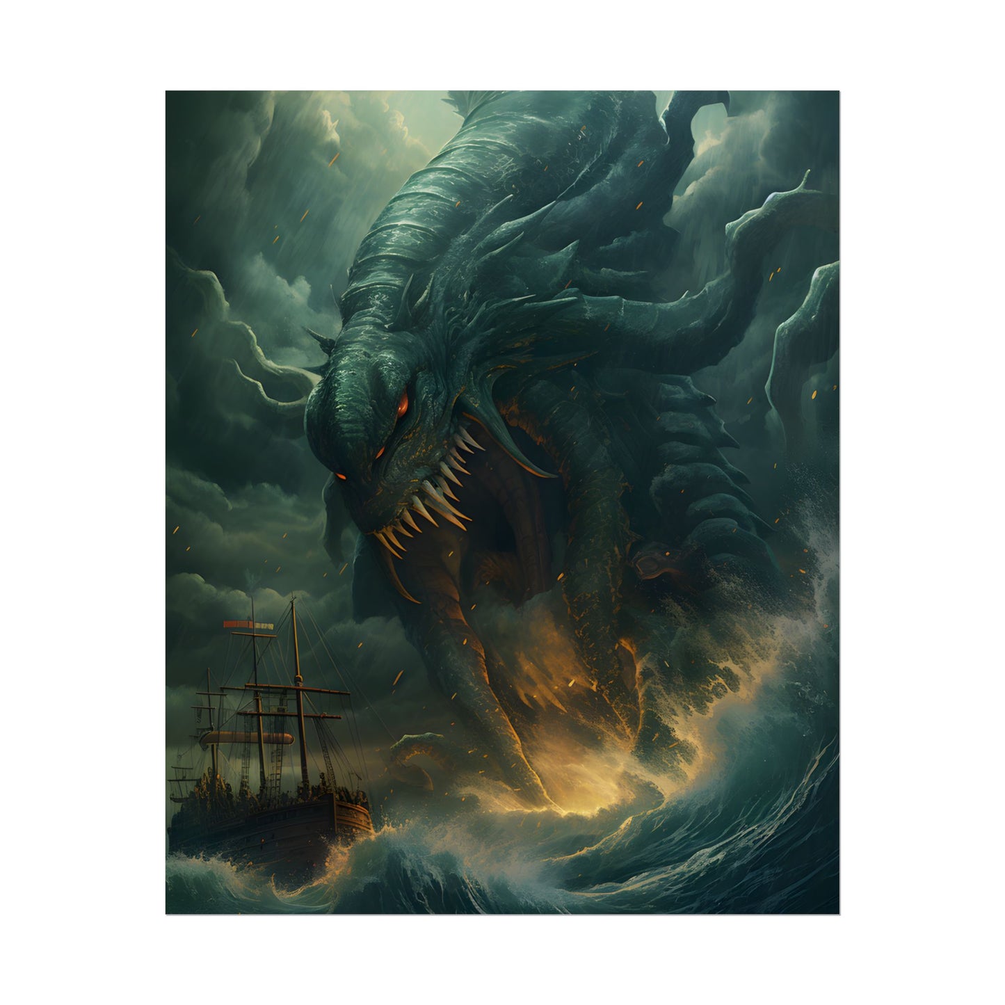 Ancient Sea Monsters: Mythical Marine Reptile Artwork - Poster
