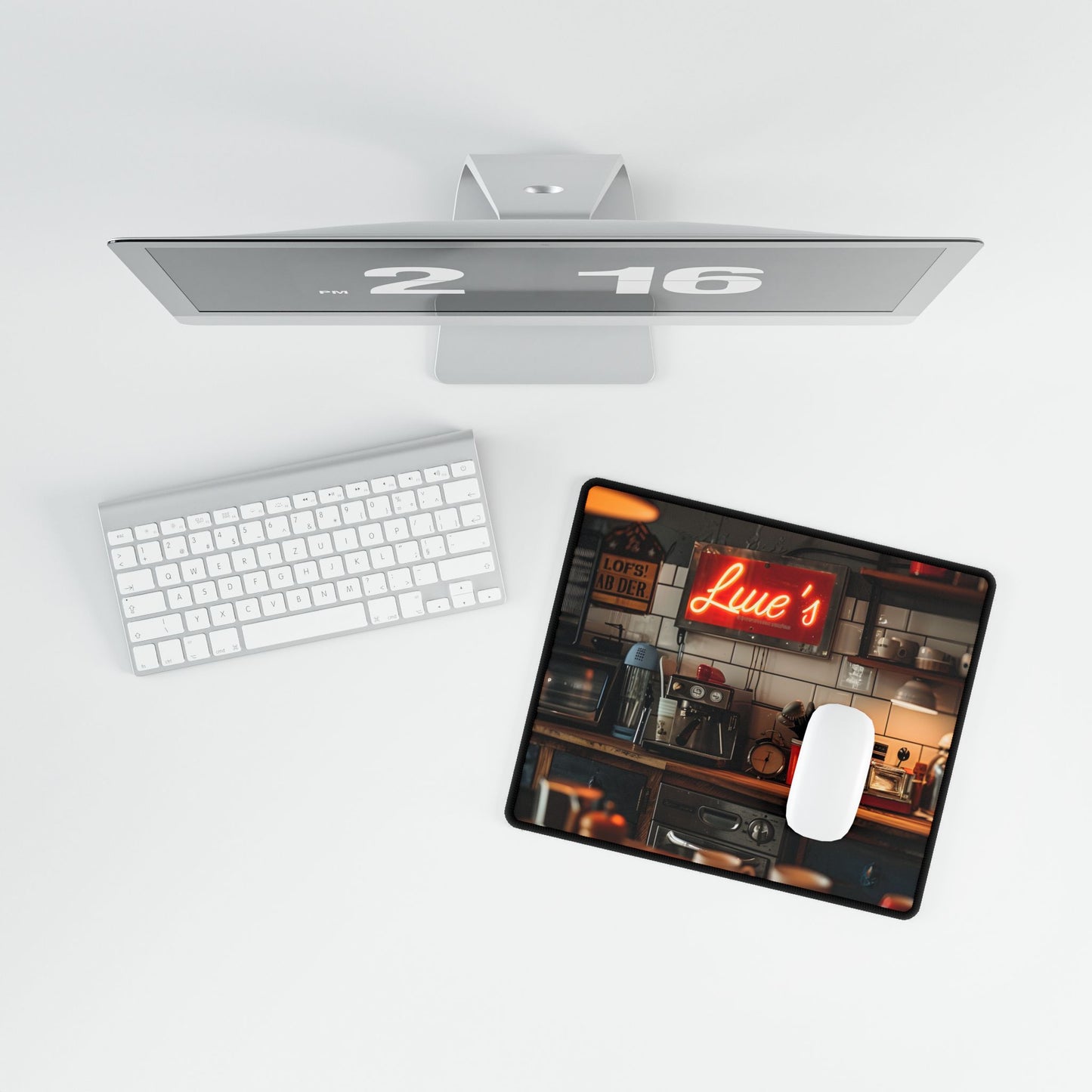 Cozy Retro Kitchen Artwork: Lukes Diner Sign Digital Art - Desk Mat