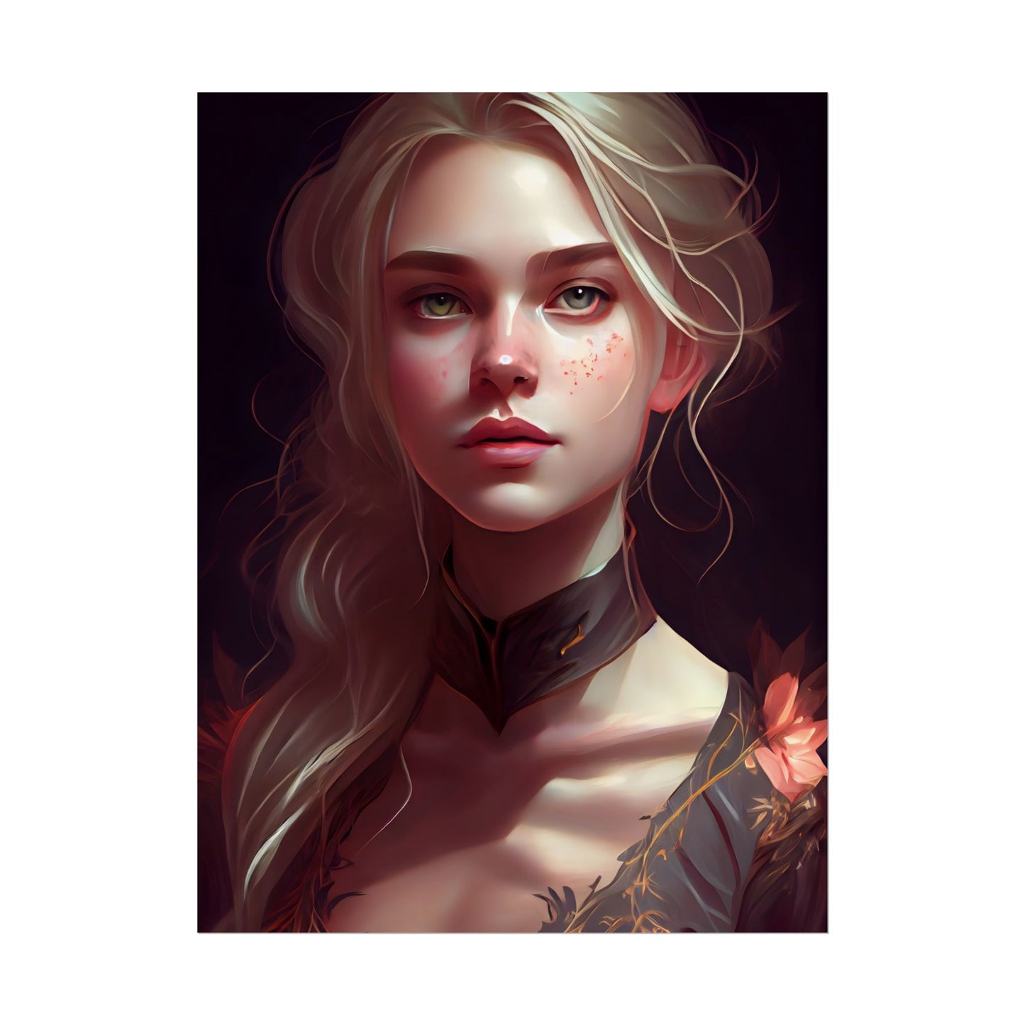 Astonishing Blonde Portrait: Artistic Beauty in Darkness - Poster