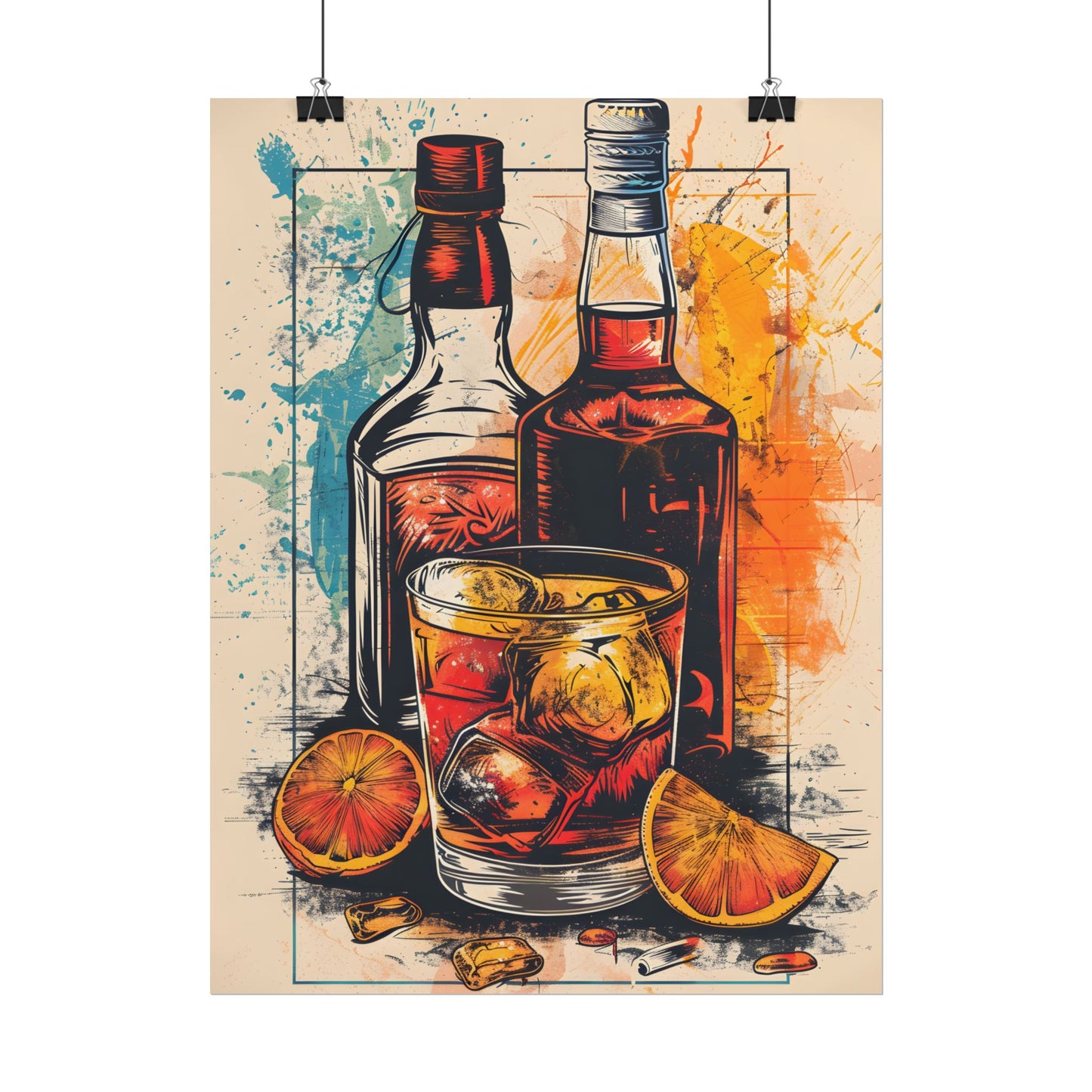 Vintage Cocktail Hour: Old-Fashioned Glass Art Poster - Poster