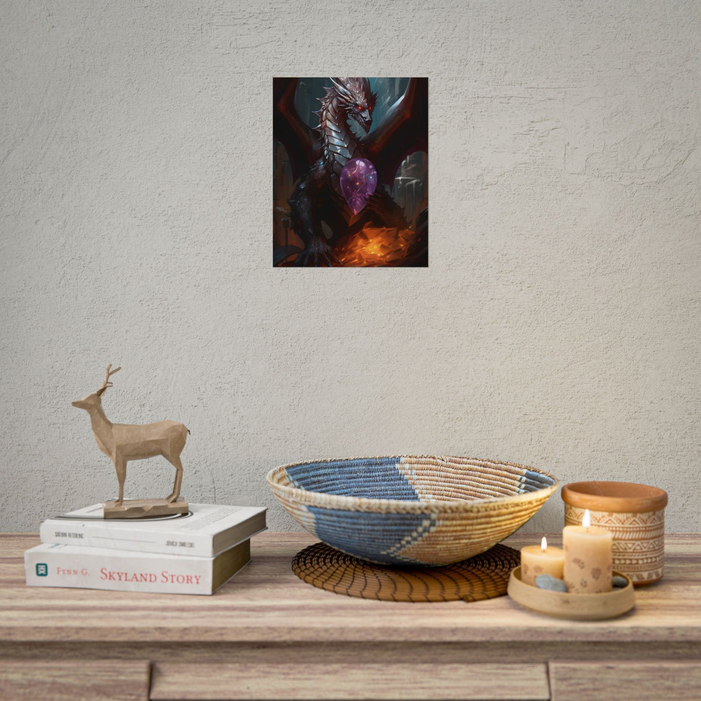 Ancient Fantasy Dragon Guarding Lair: Mythical Artwork - Poster
