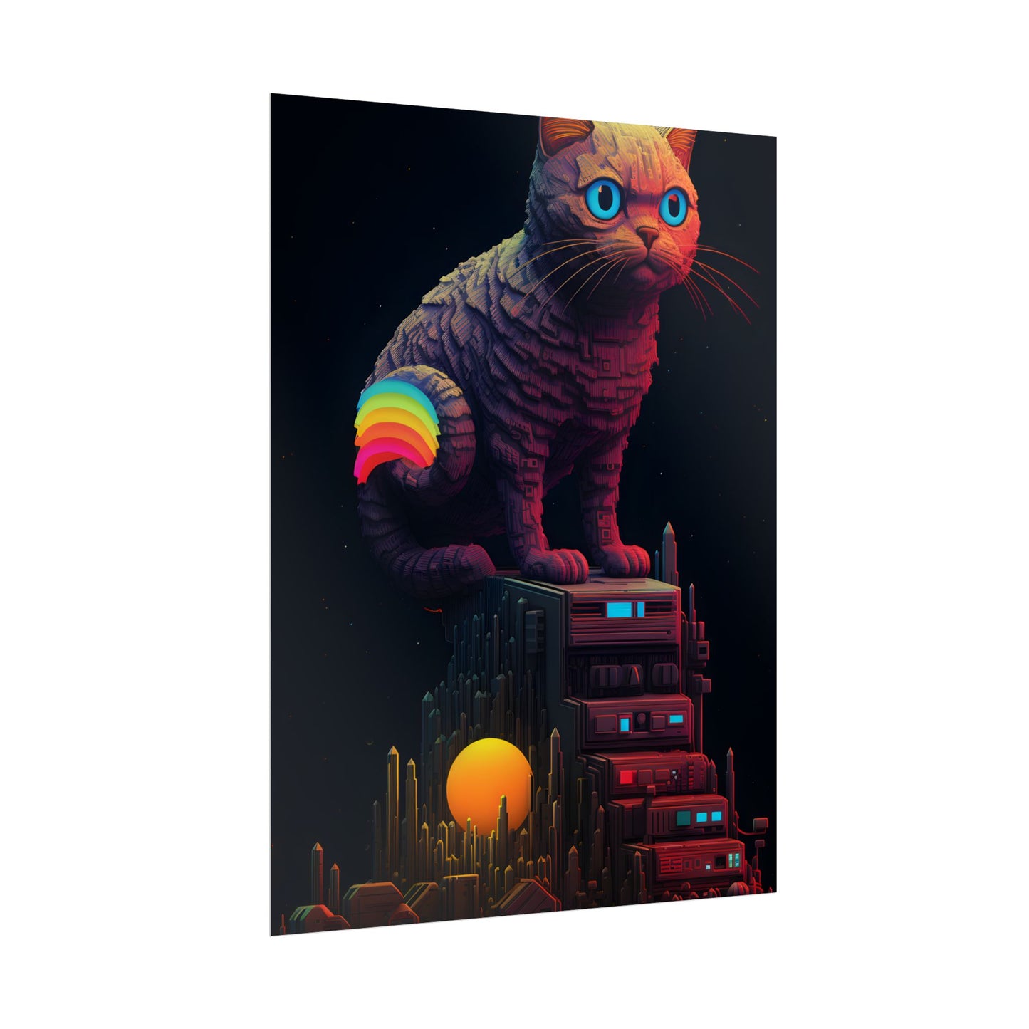 Pixelated Cyber Pets: Futuristic Digital Art - Poster