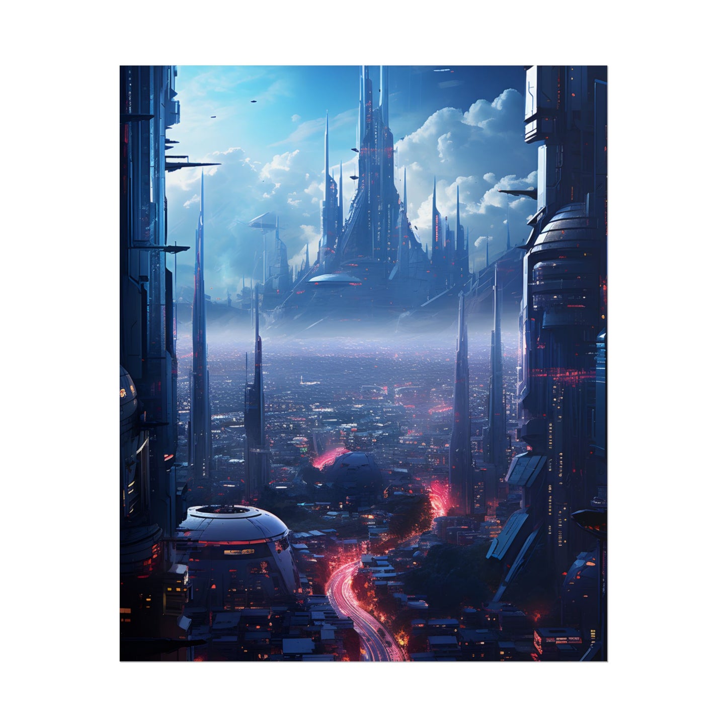 Cyberpunk Dystopia: Neon Cityscape Digital Artwork - Poster