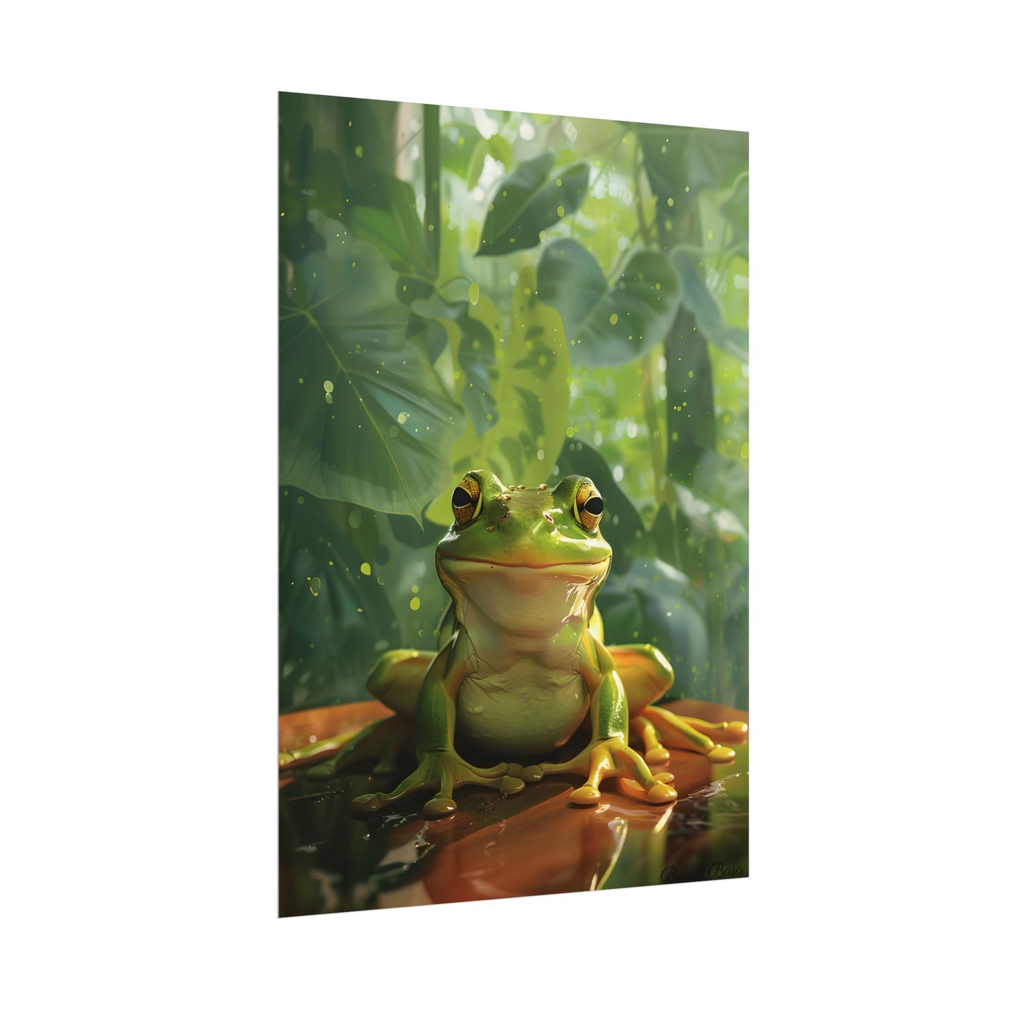 Whimsical Frog Oasis: A Peaceful Lily Pad Scene - Poster