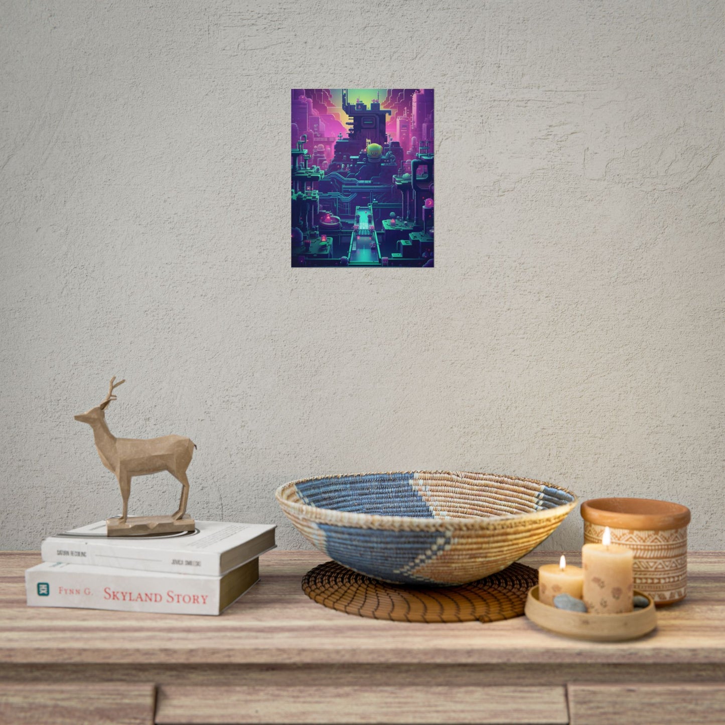 Vibrant Cyber-Pets: Gamified Pixelated Digital Art - Poster