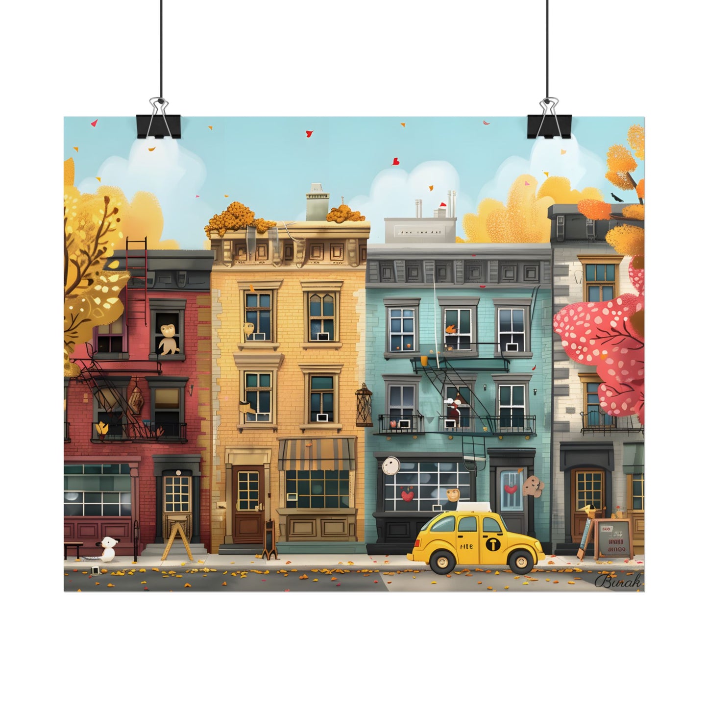 Whimsical Wonder: Playful Yellow Building Illustration - Poster