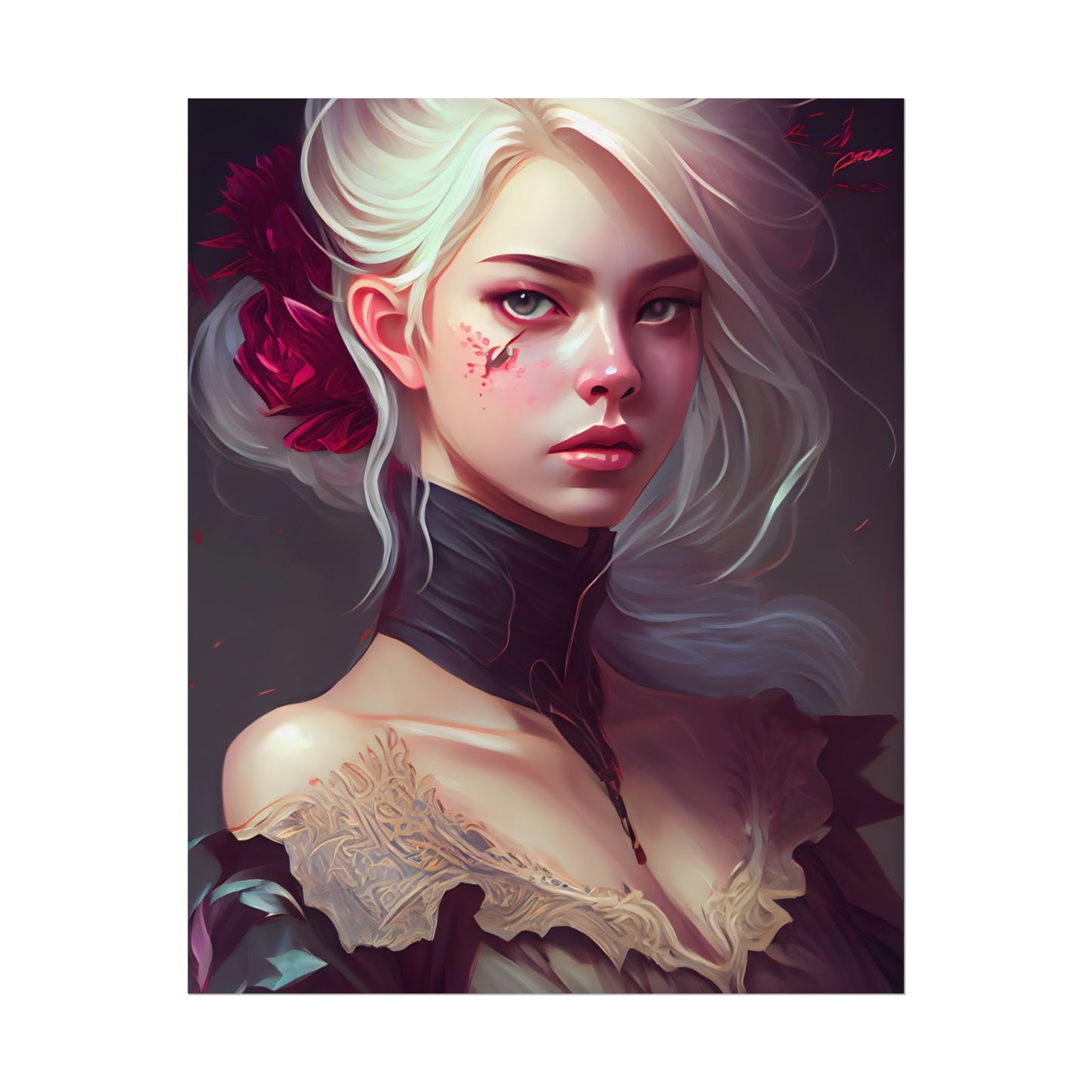 Blonde Beauty in Nature: Realistic Portrait Art - Poster