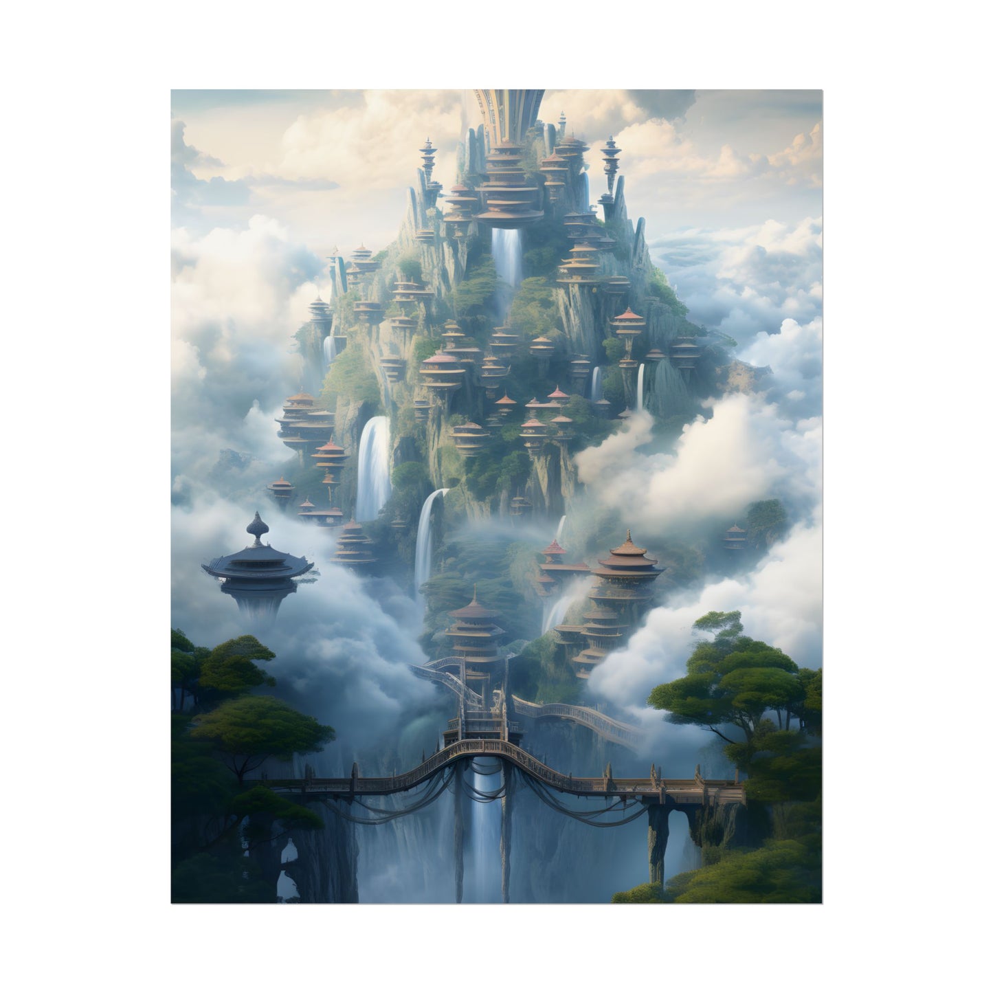 Surreal Floating City: Celestial Fantasy Realm Artwork - Poster
