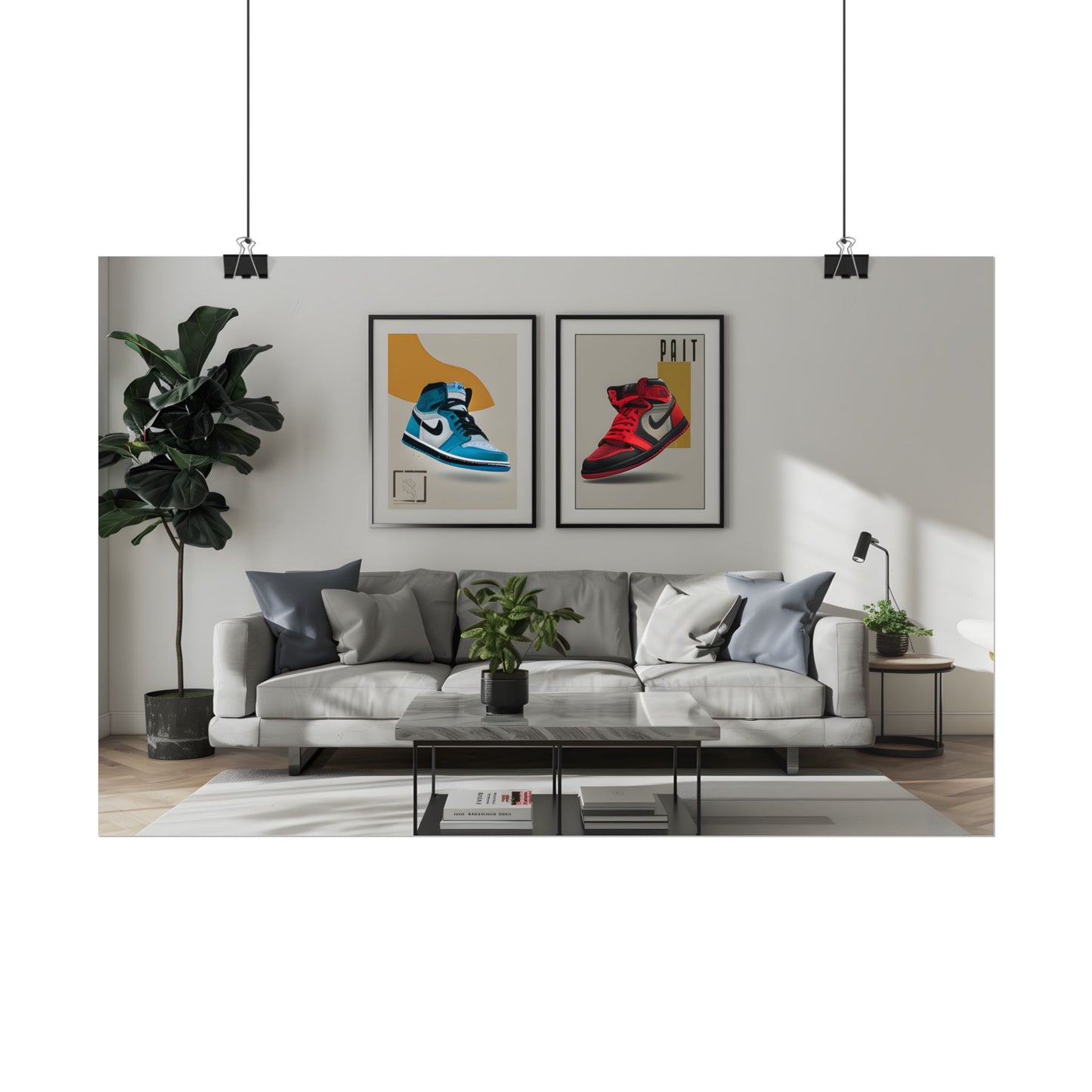 Minimalist Modern Living Room: Neutral Colors & Natural Light Art - Poster