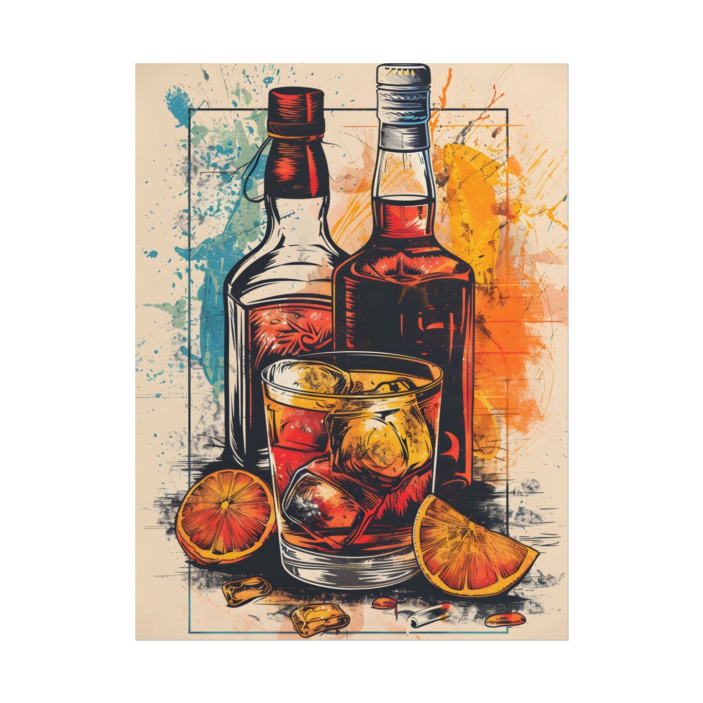Vintage Cocktail Hour: Old-Fashioned Glass Art Poster - Poster