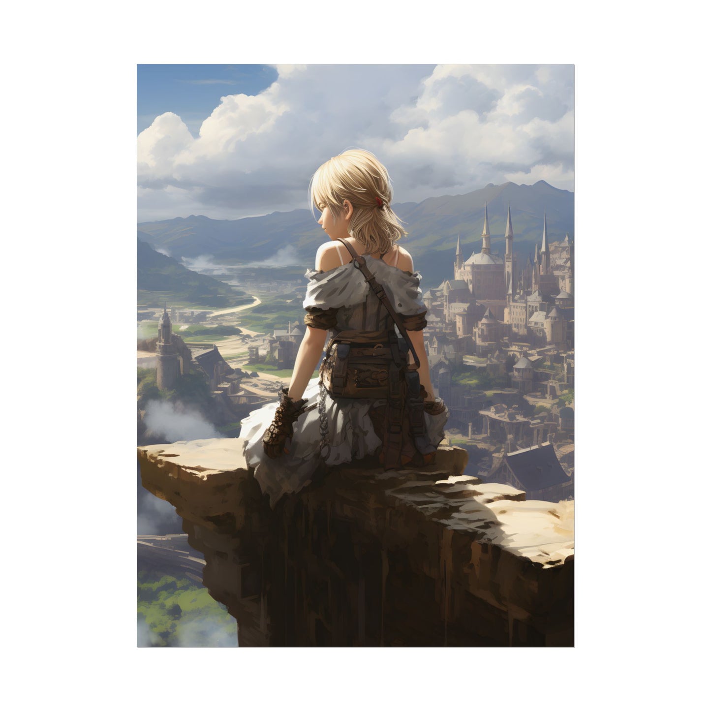 Anime Dreams: Flying Blonde Digital Artwork - Poster