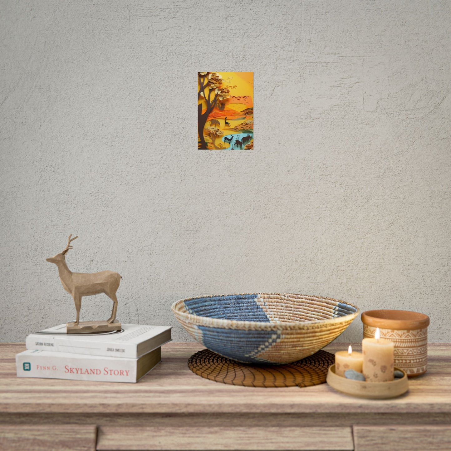 Vibrant African Landscape: Paper Quilling Art - Poster