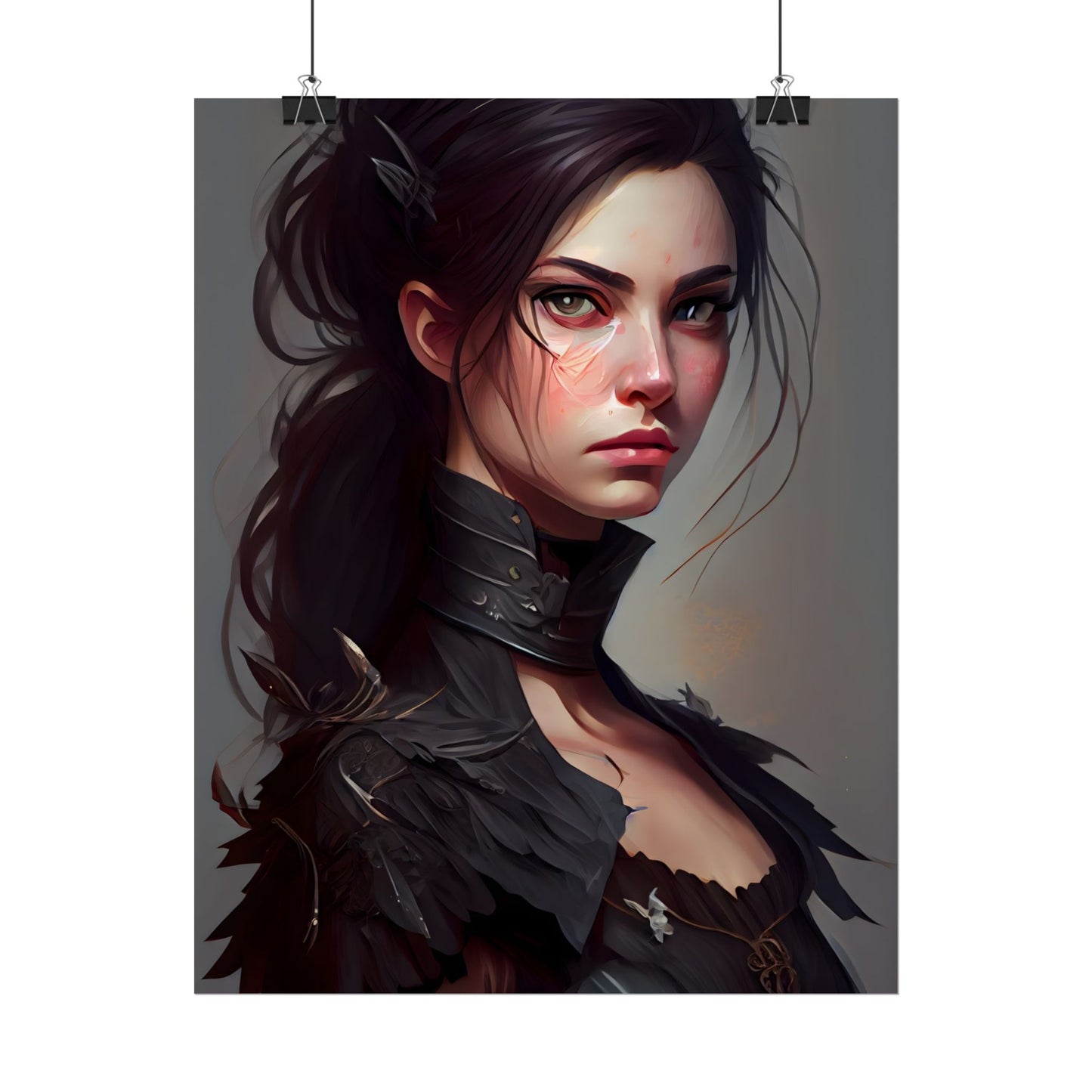 Artistic Female Portrait: Elegant Dress Digital Artwork - Poster