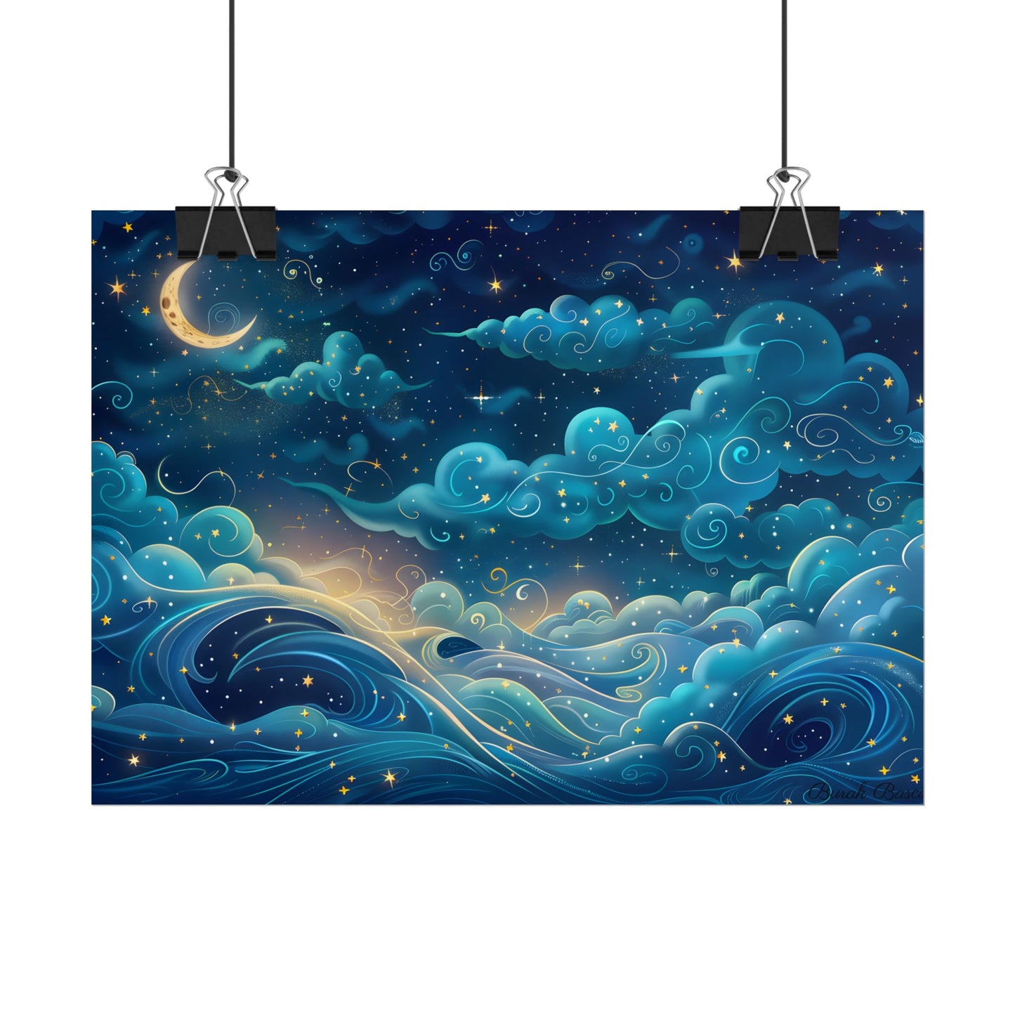 Twinkling Stellar Night Sky: Whimsical Dreamy Artwork - Poster