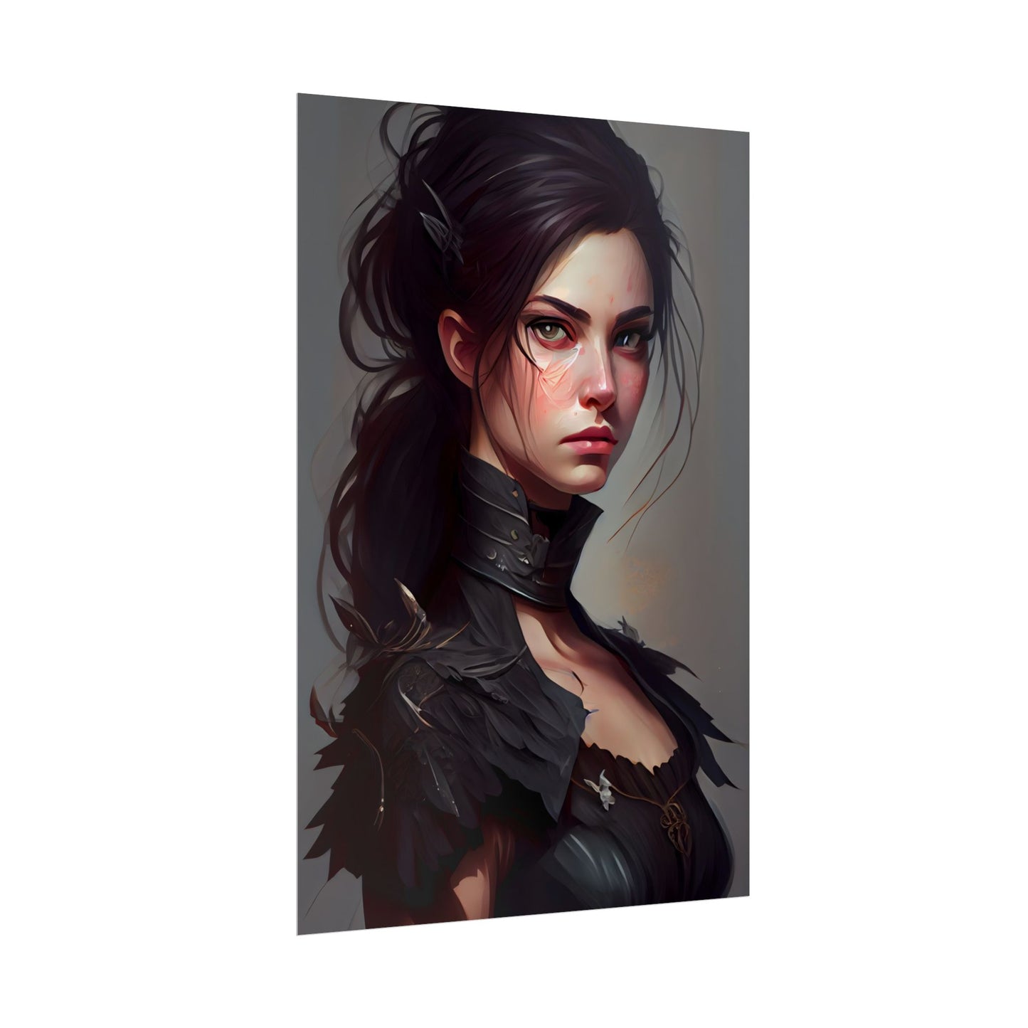 Artistic Female Portrait: Elegant Dress Digital Artwork - Poster