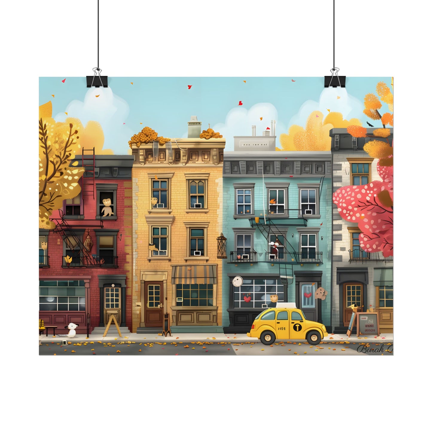 Whimsical Wonder: Playful Yellow Building Illustration - Poster