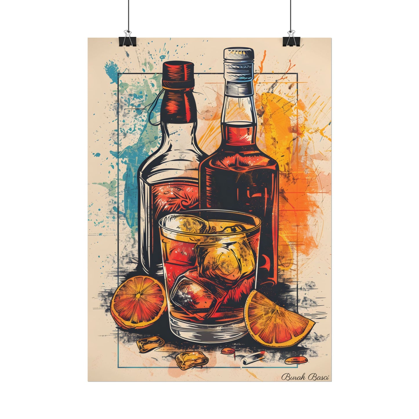 Vintage Cocktail Hour: Old-Fashioned Glass Art Poster - Poster