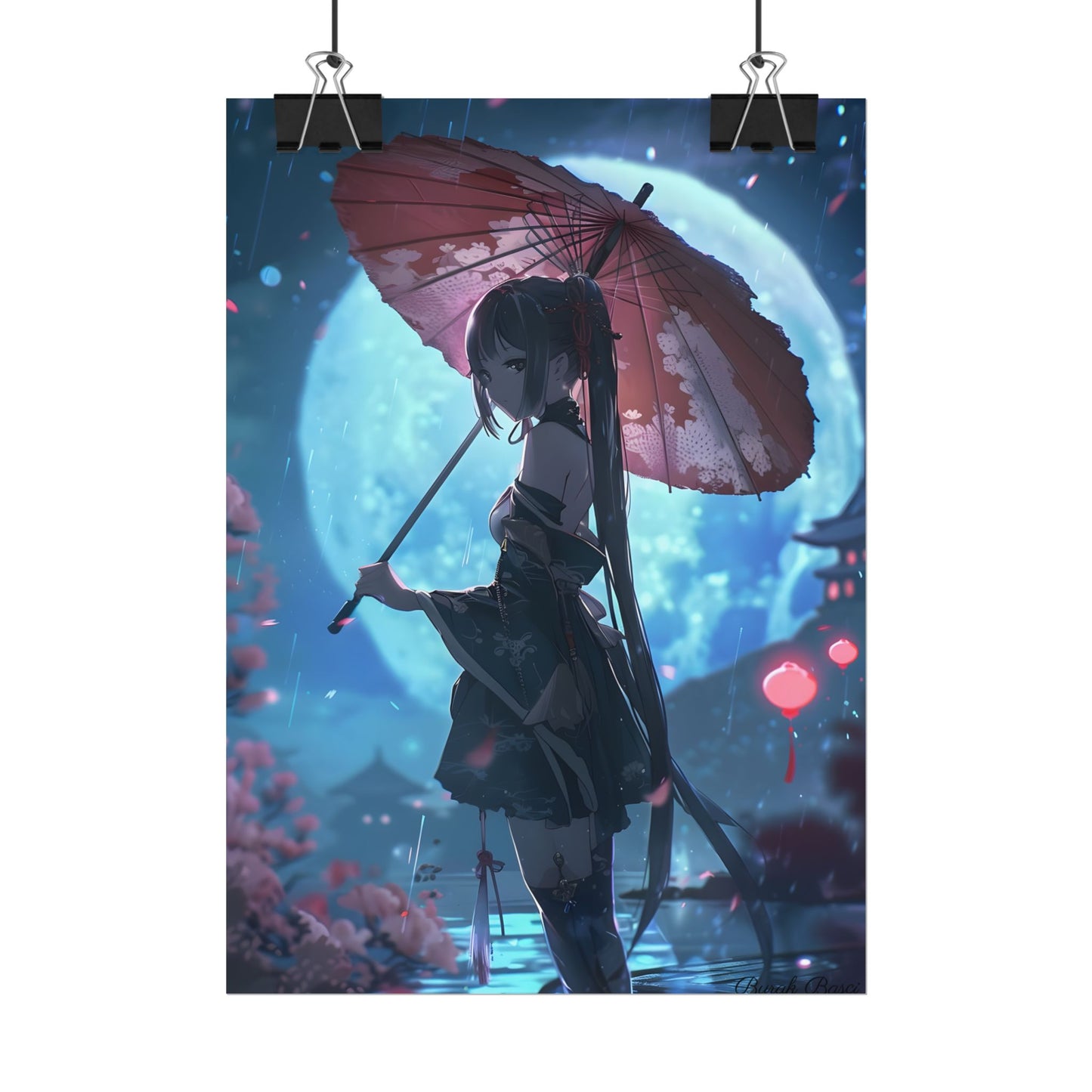 Anime Winter Girl: Gentle Snow Scene Art - Poster