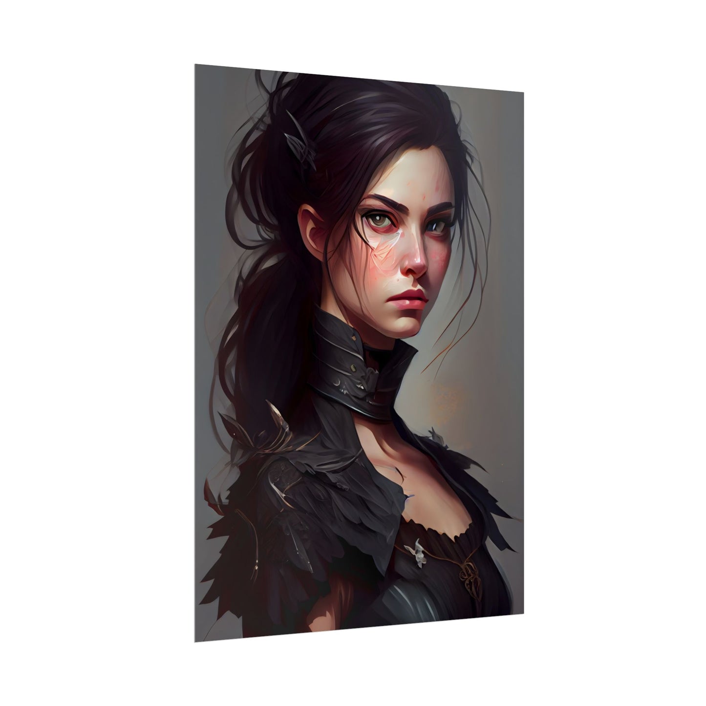 Artistic Female Portrait: Elegant Dress Digital Artwork - Poster