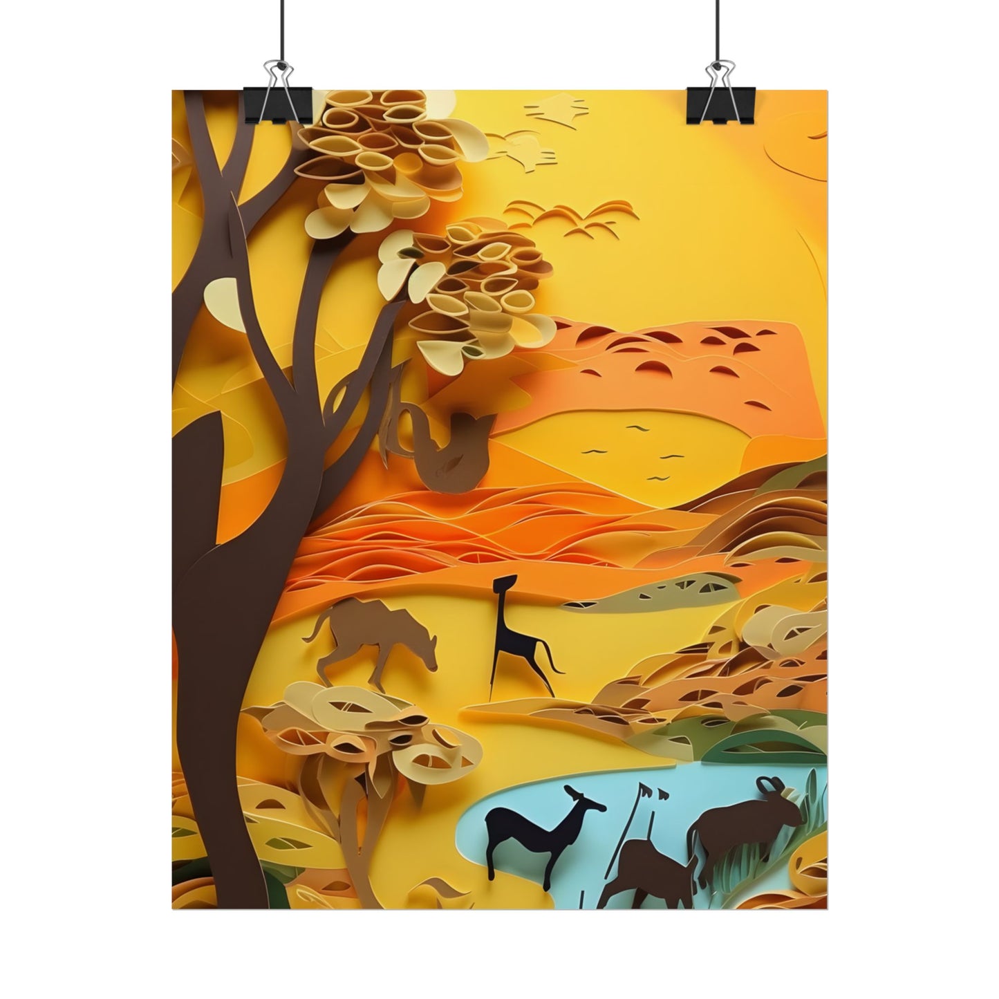 Vibrant African Landscape: Paper Quilling Art - Poster