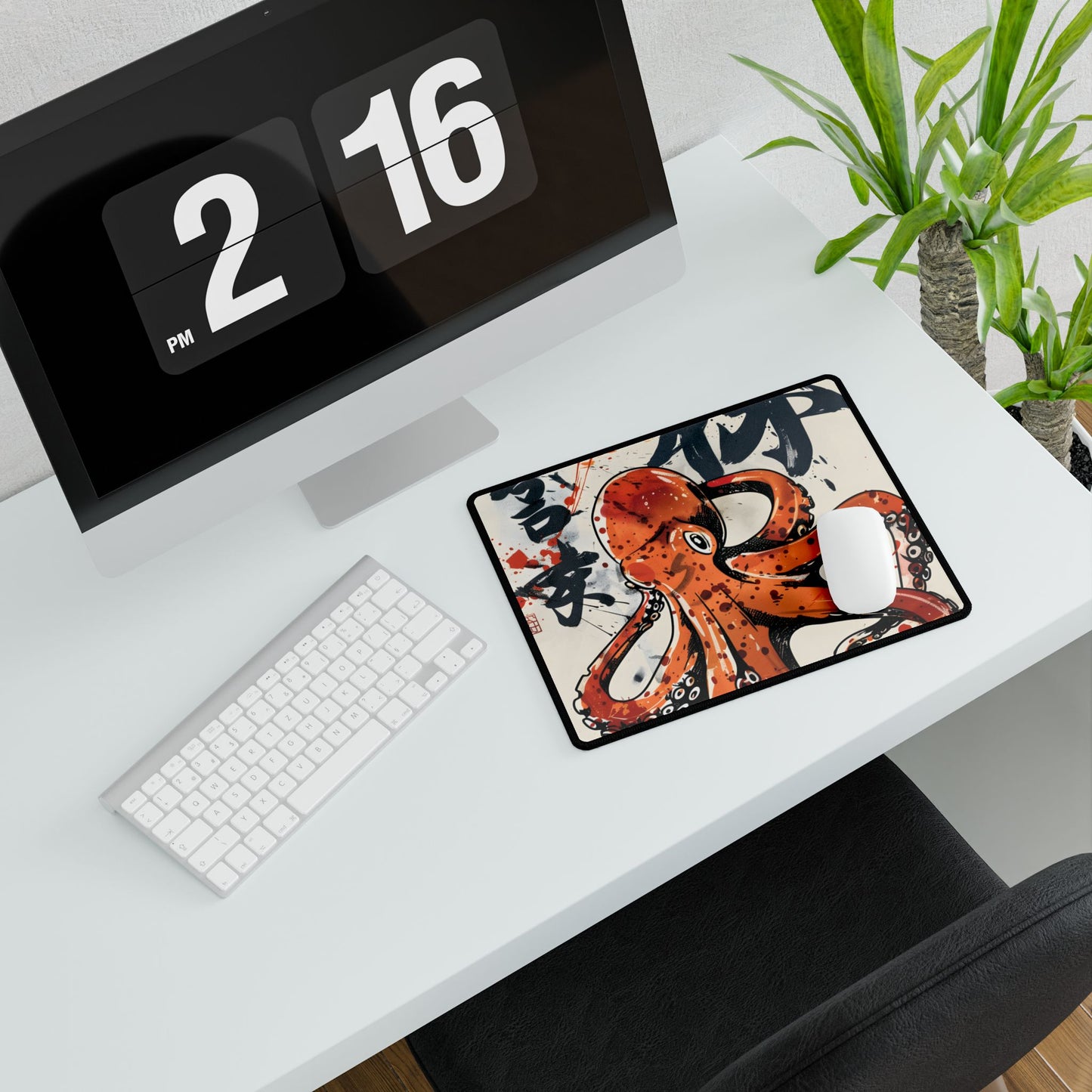 Traditional Japanese Octopus Art: Ukiyo-e Style Mural - Desk Mat