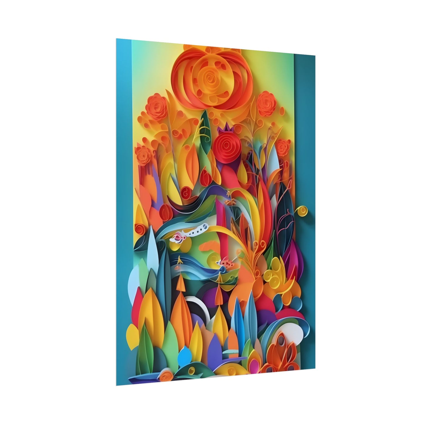 Colorful Quilled Indian Landscape Artwork - Poster