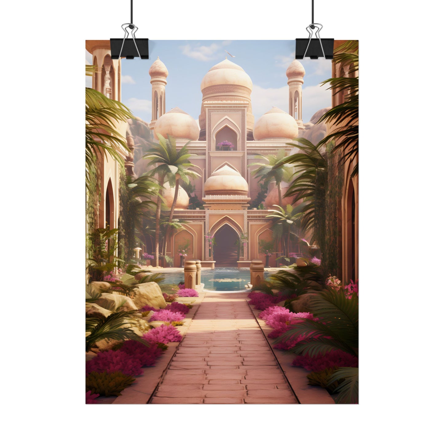 Hidden Arabian Desert Paradise: Serene Oasis Art - Poster