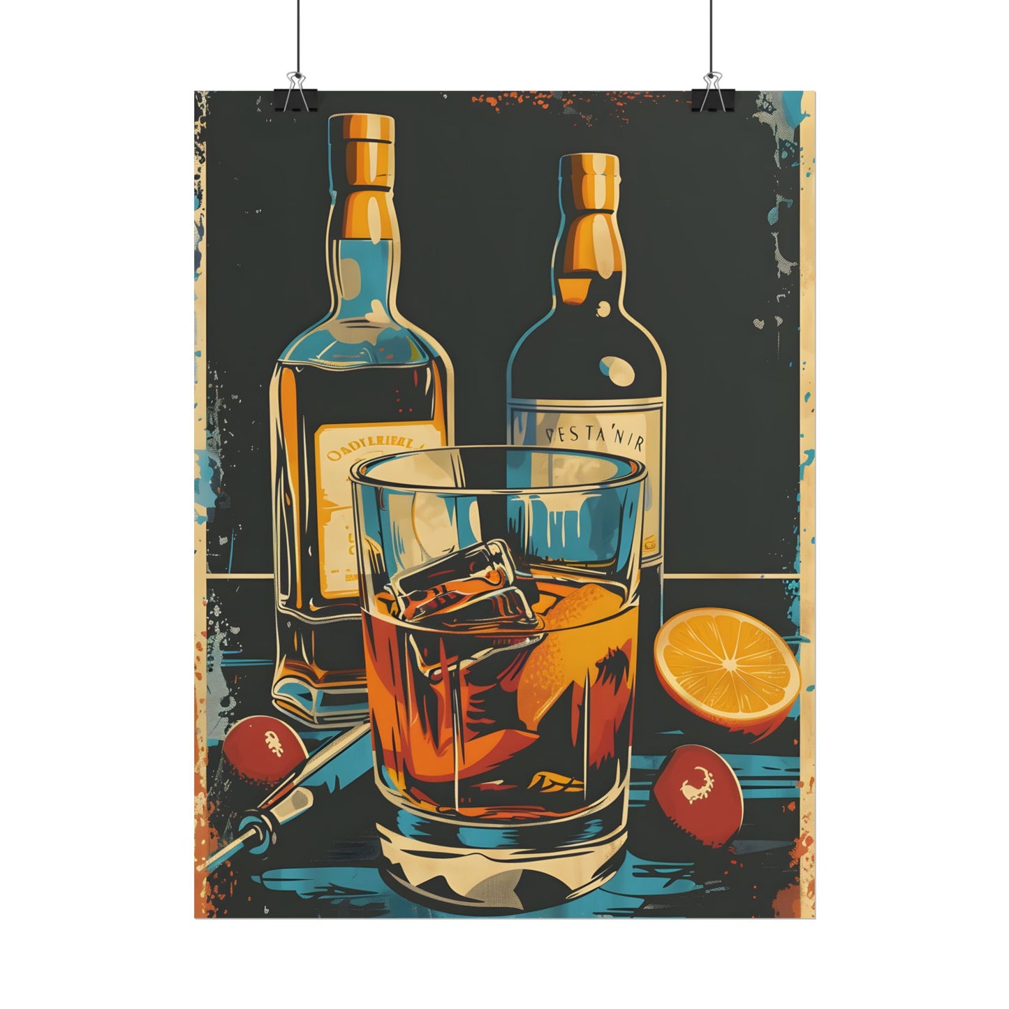 Vintage Cocktail Hour: Old-Fashioned Glass Artwork - Poster