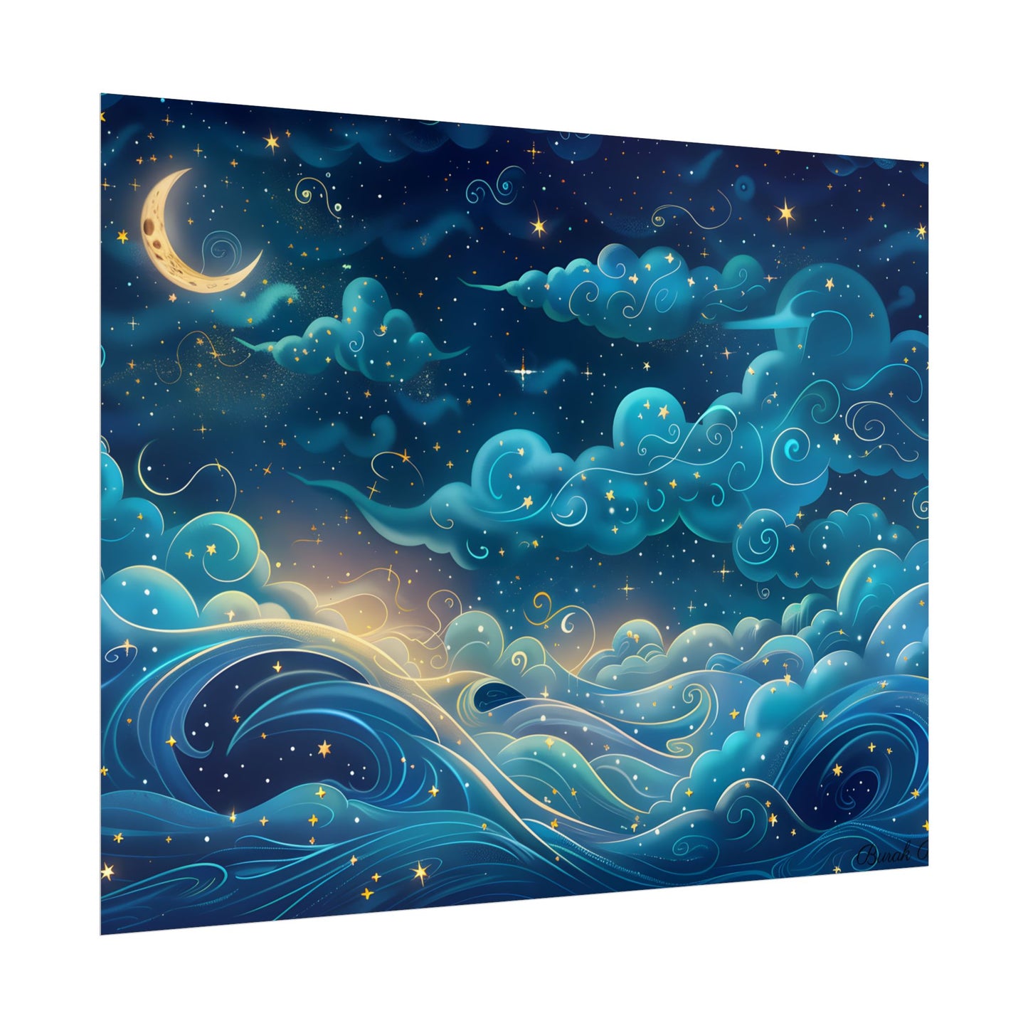 Twinkling Stellar Night Sky: Whimsical Dreamy Artwork - Poster