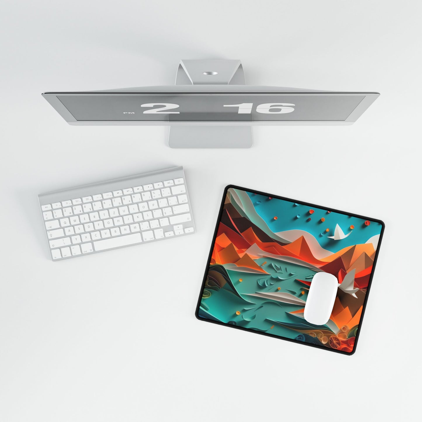 Abstract Geometric Art: Colorful Shapes in Harmony - Desk Mat