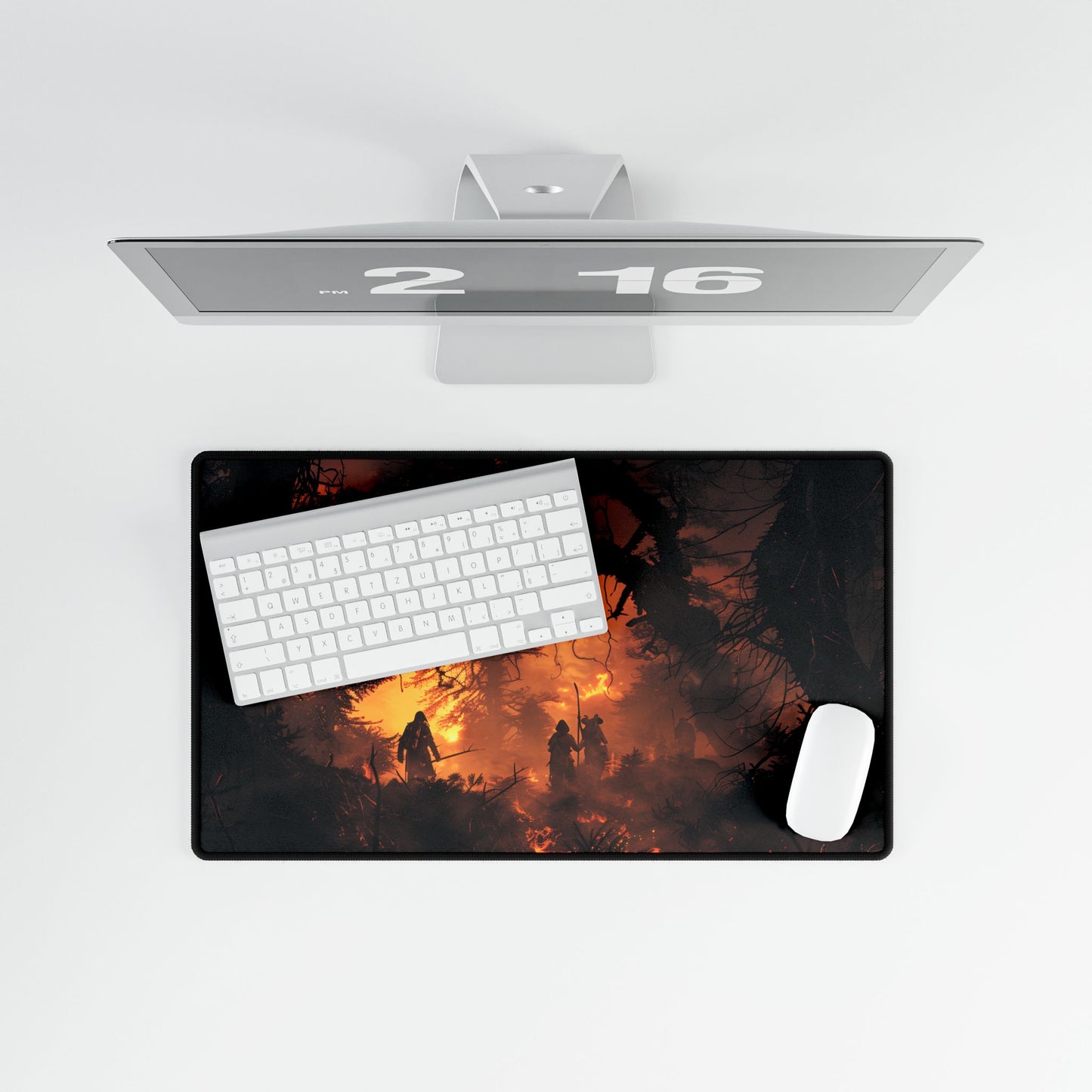 Misty Sunset Forest: Group Gathering - Desk Mat