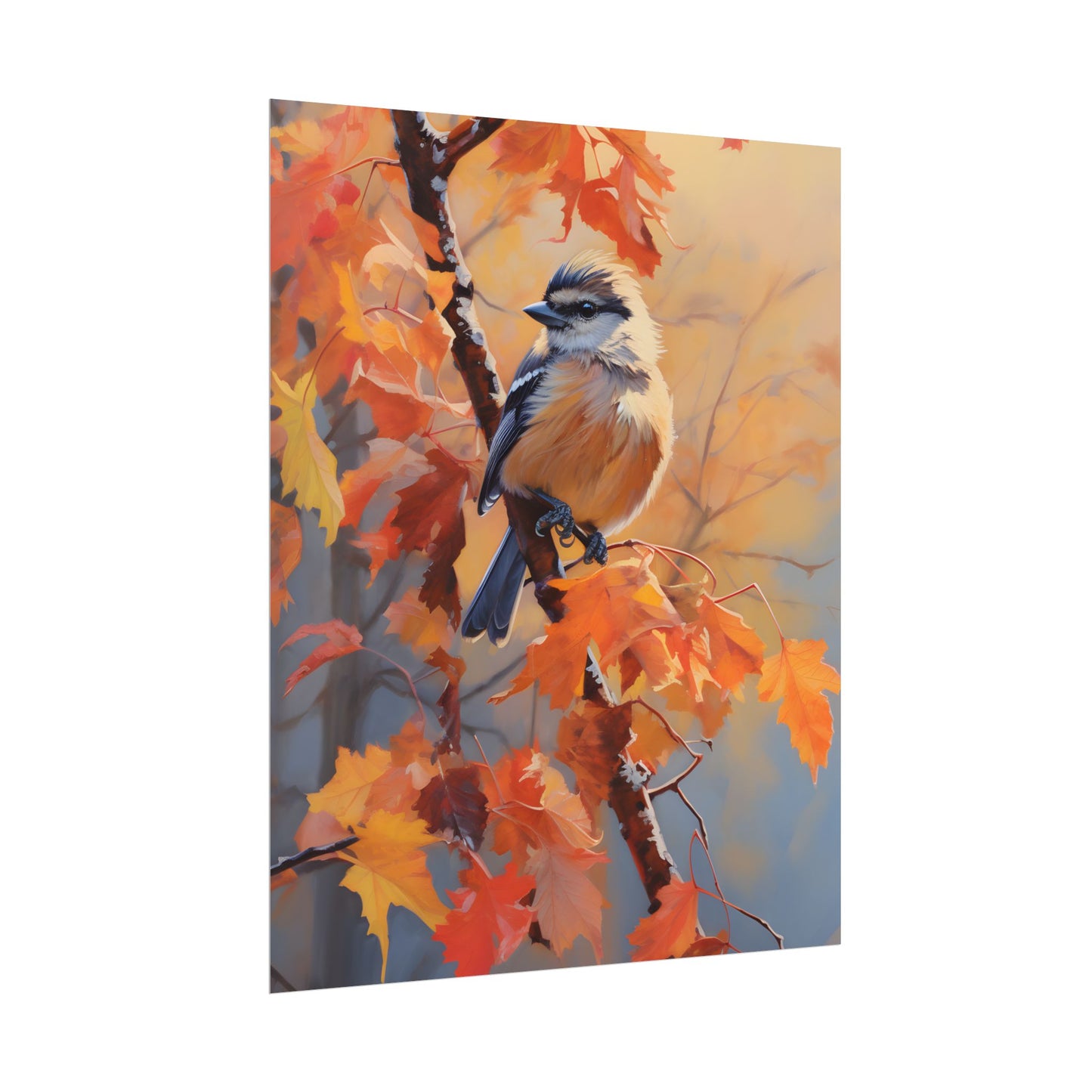 Vibrant Oak Branch: Oil Painting in Nature - Poster