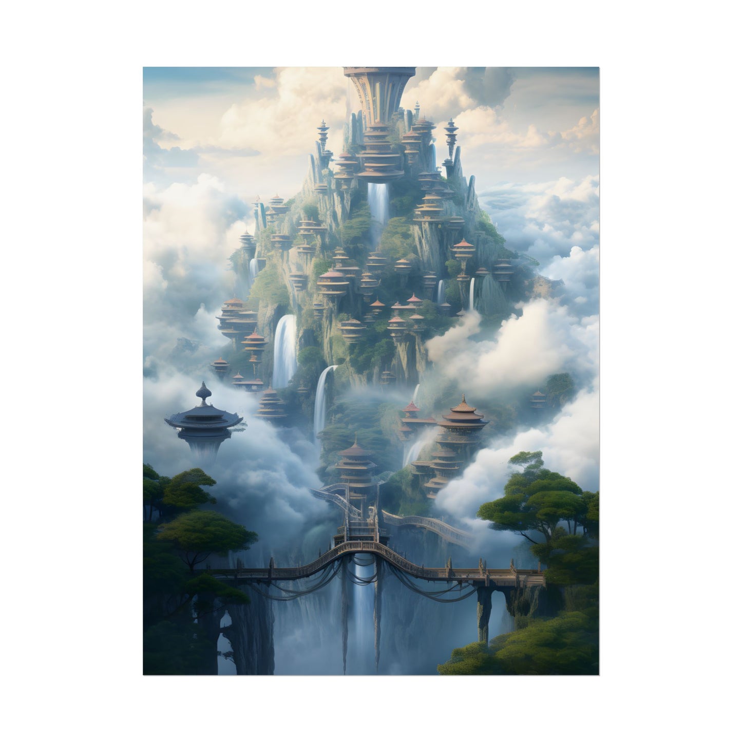 Surreal Floating City: Celestial Fantasy Realm Artwork - Poster