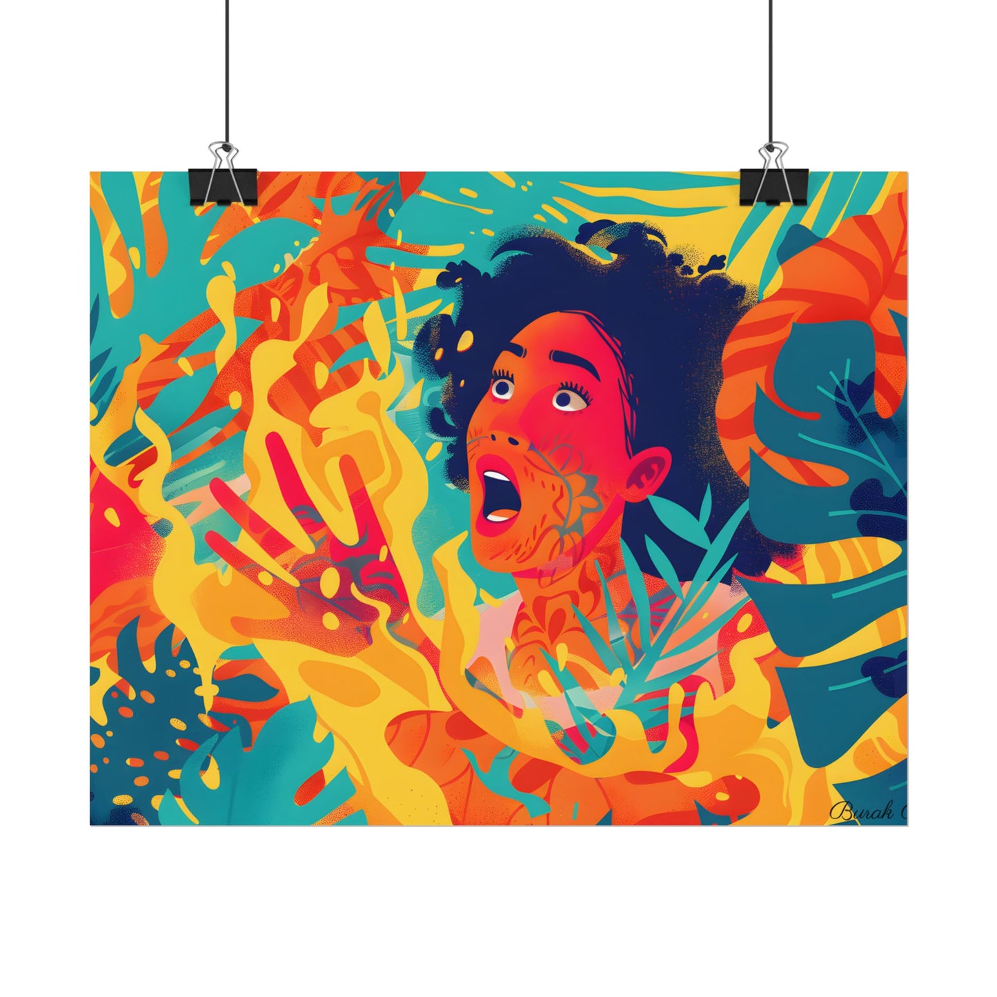 Whimsical Plant Illustration: Digital Cartoon Art - Poster