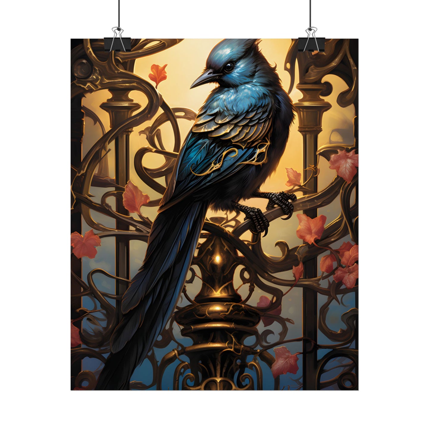 Songbird Guardian: Intense Portrait Digital Art - Poster