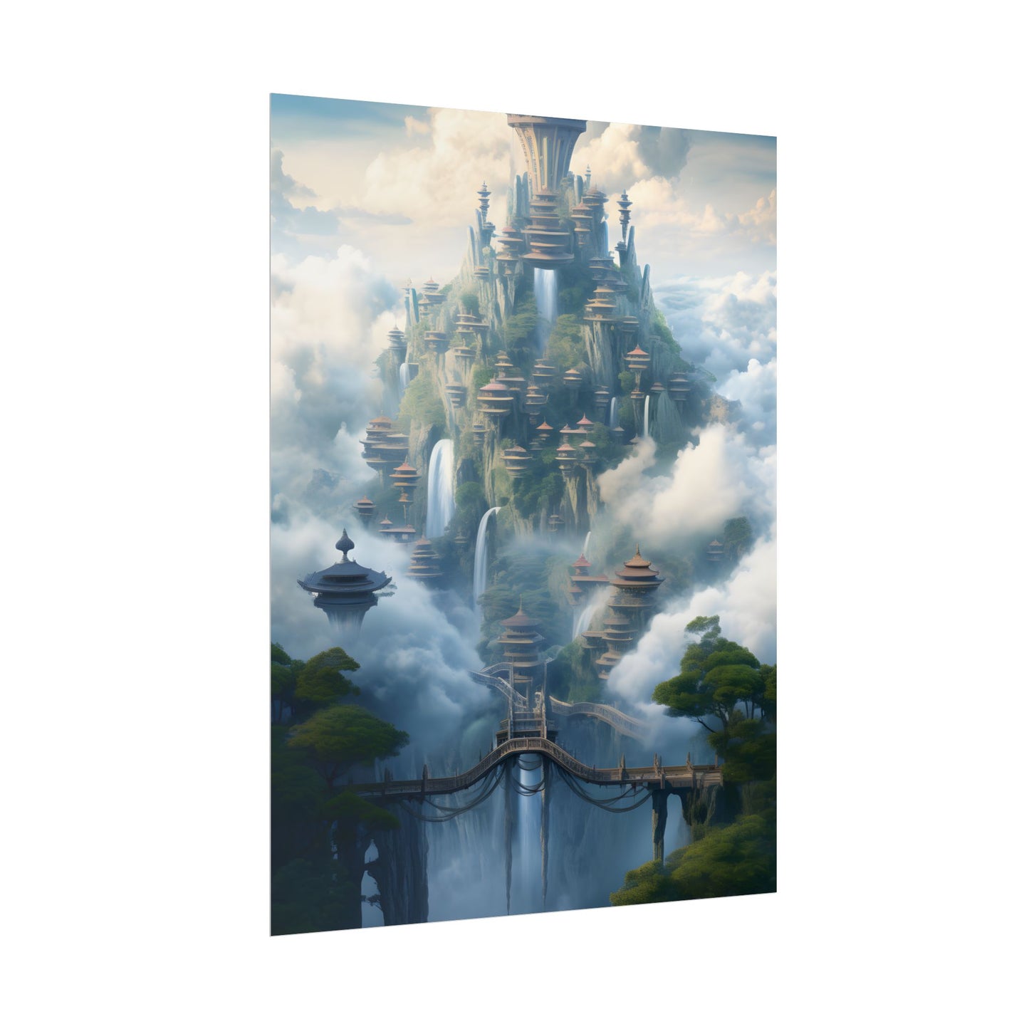 Surreal Floating City: Celestial Fantasy Realm Artwork - Poster