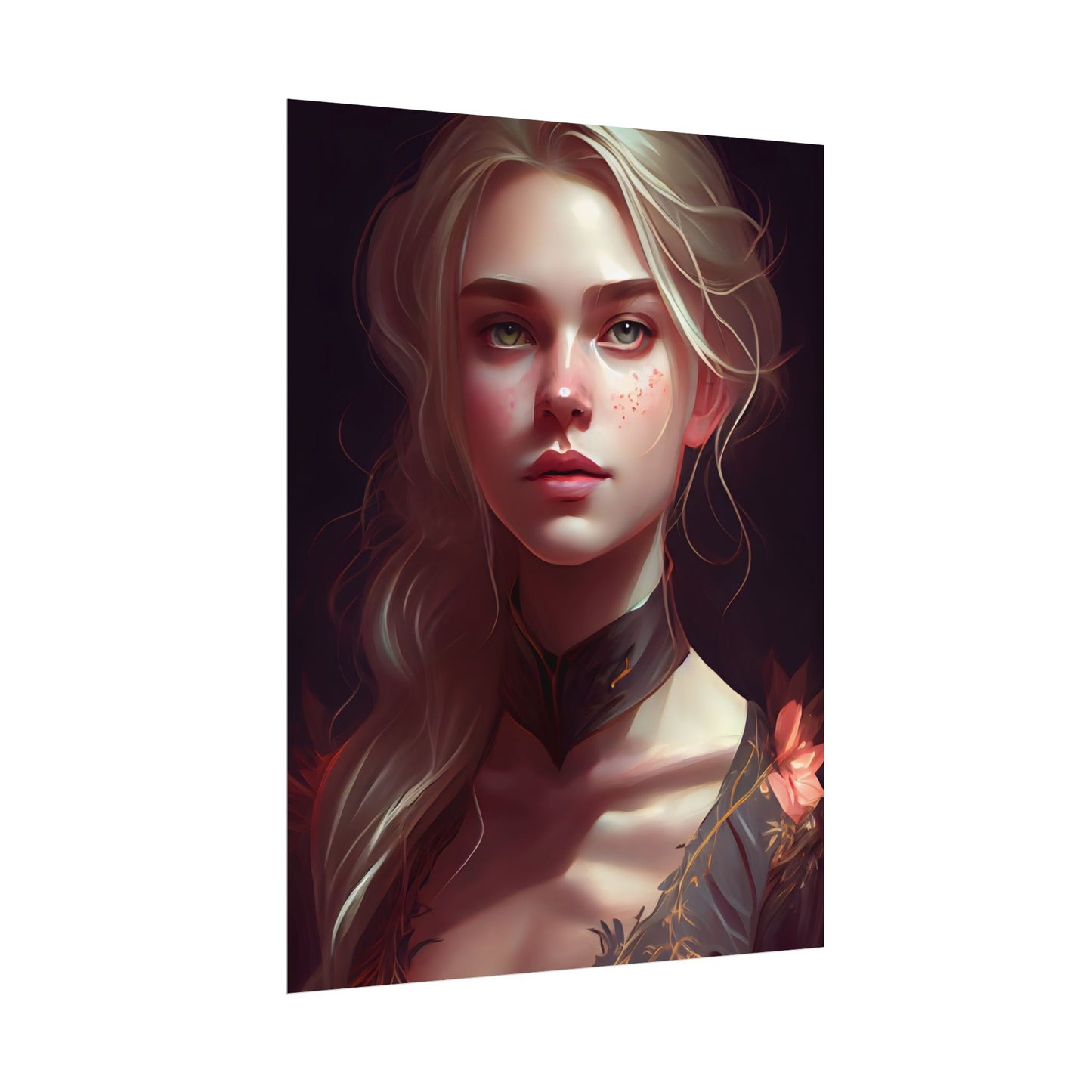 Astonishing Blonde Portrait: Artistic Beauty in Darkness - Poster