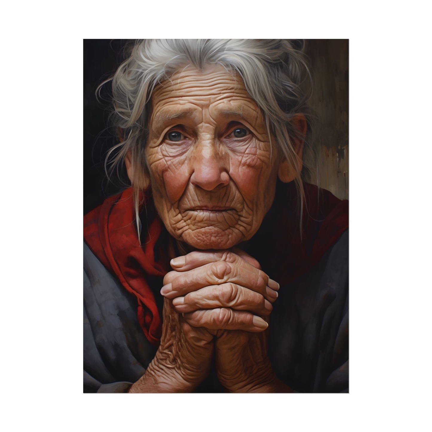 Wisdom in Age: Elderly Portrait Art - Poster