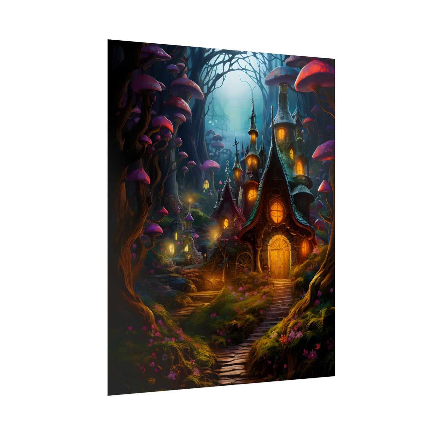 Enchanted Forest Boy: Whimsical Fairy Tale Scene - Poster
