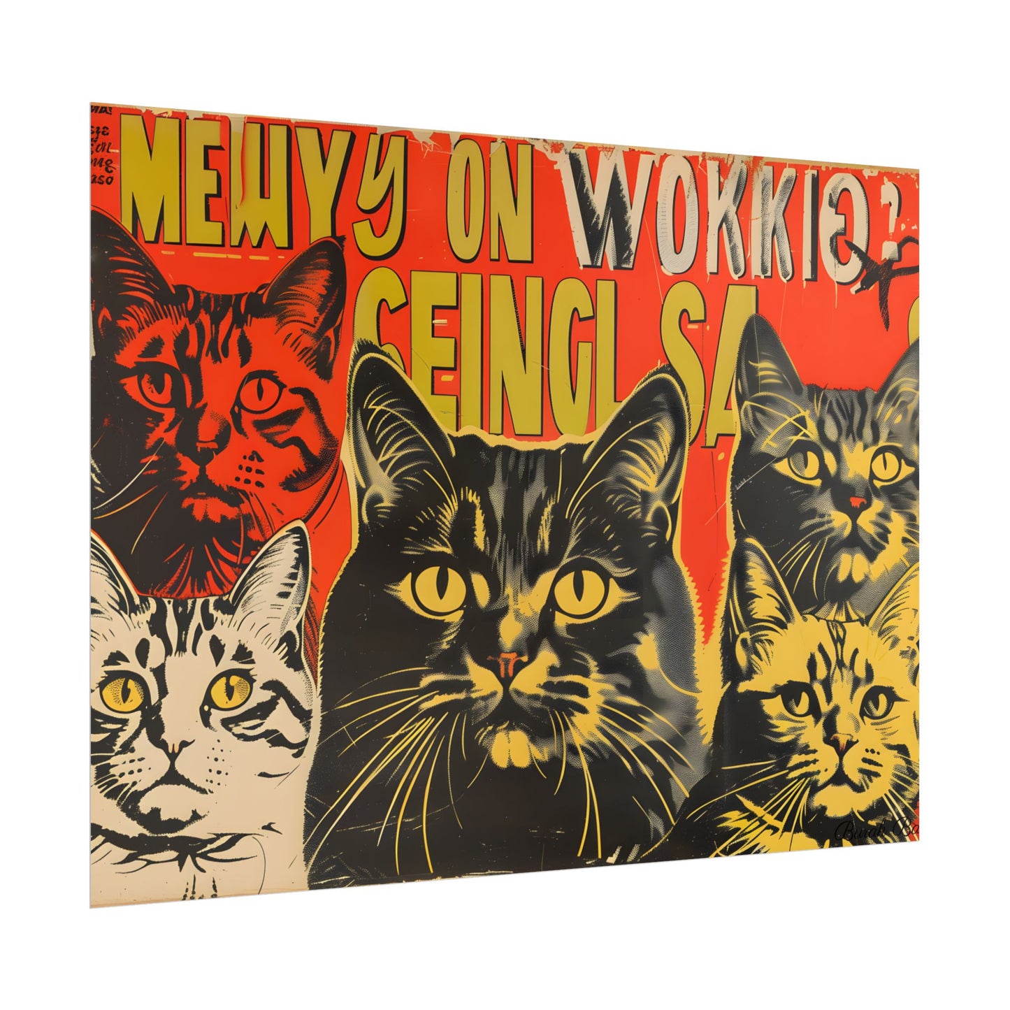 Whisked Away: A Soviet-Inspired Poster Featuring Multiple Feline Friends - Poster