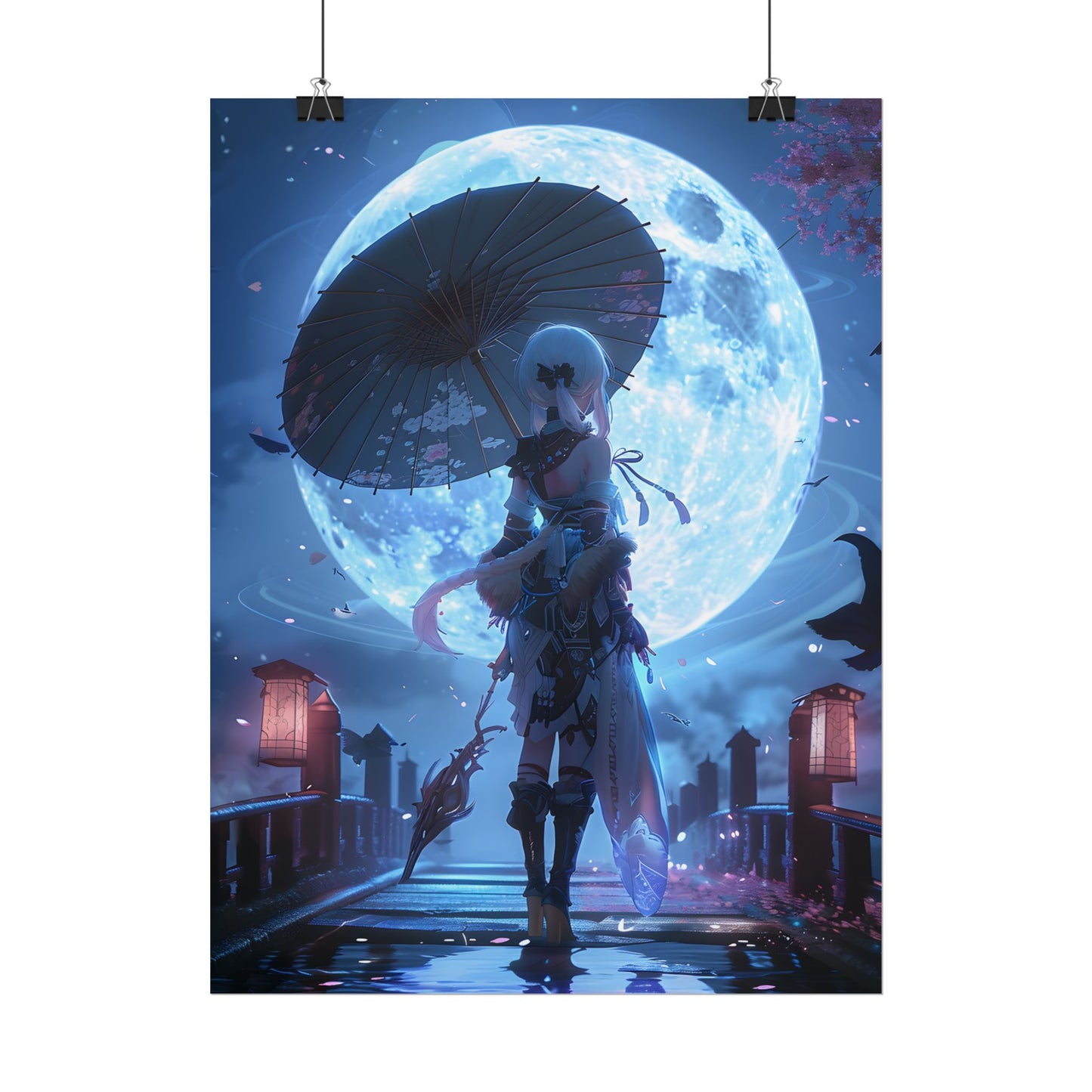 Anime Winter Scene: Girl Holds Umbrella - A Delicate Moment - Poster