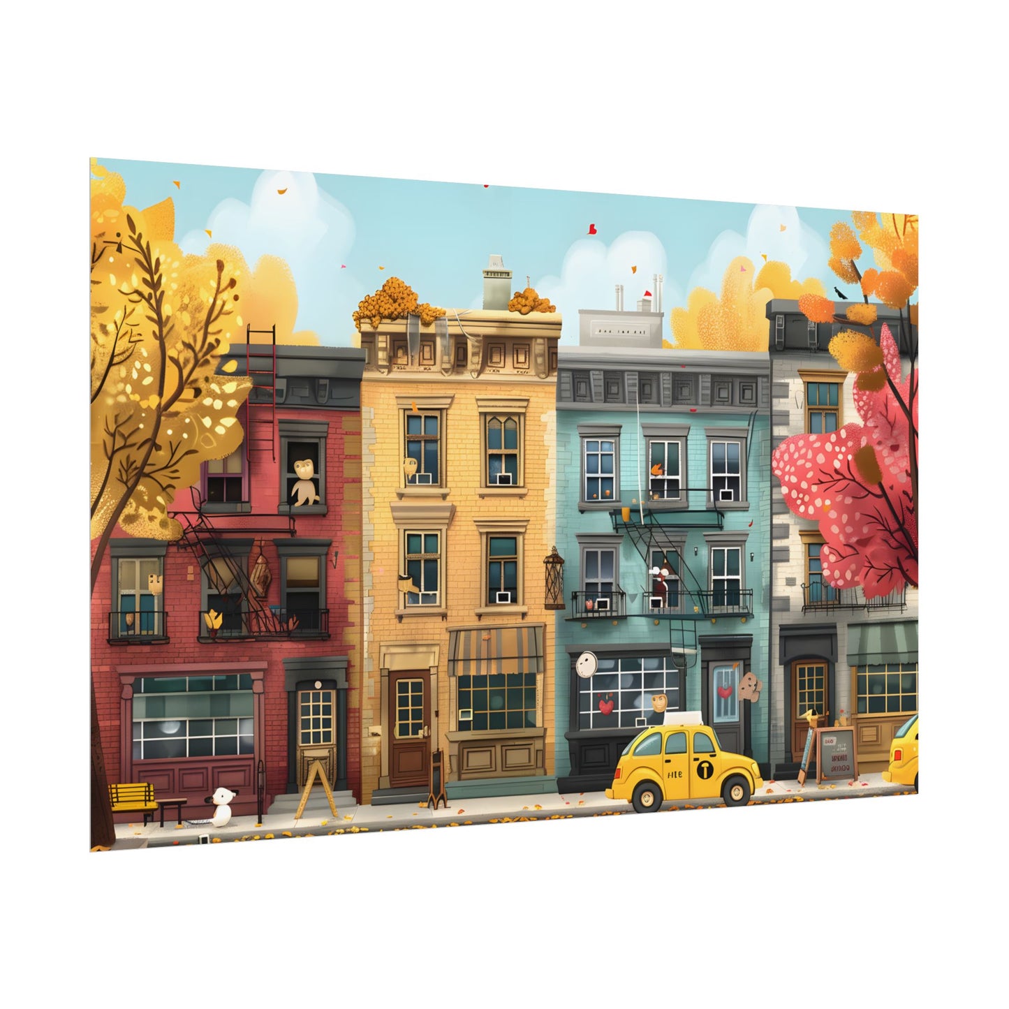Whimsical Wonder: Playful Yellow Building Illustration - Poster