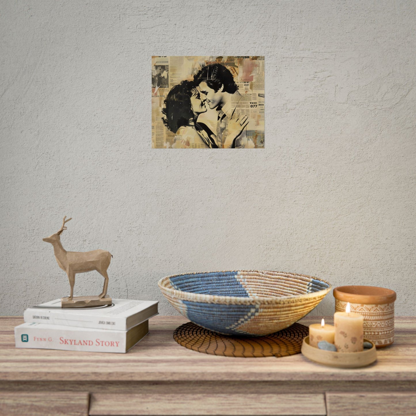 Retro Vintage Romance: Couples Newsprint Artwork - Poster