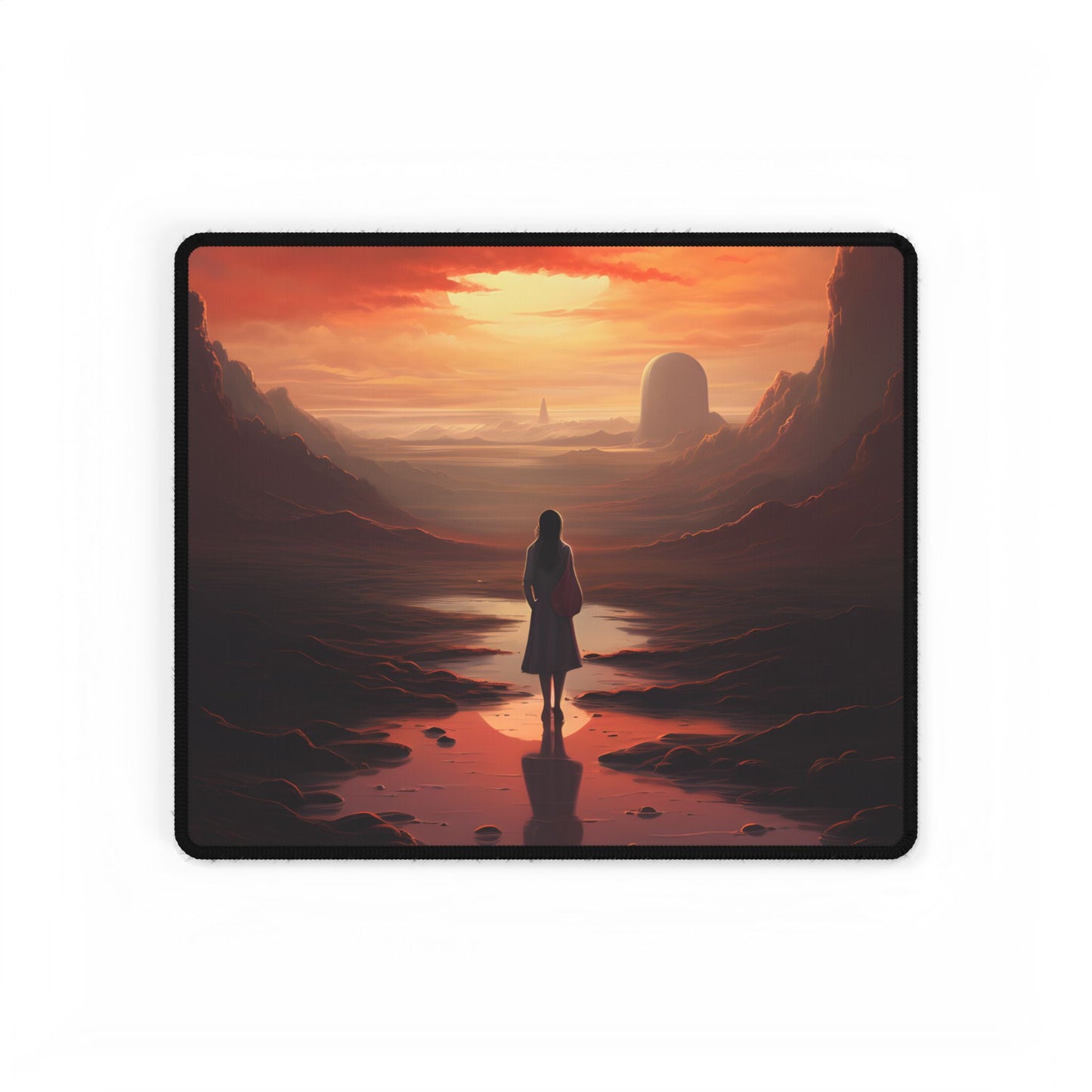 Serenity in Nature: Light Blue Landscape - Desk Mat