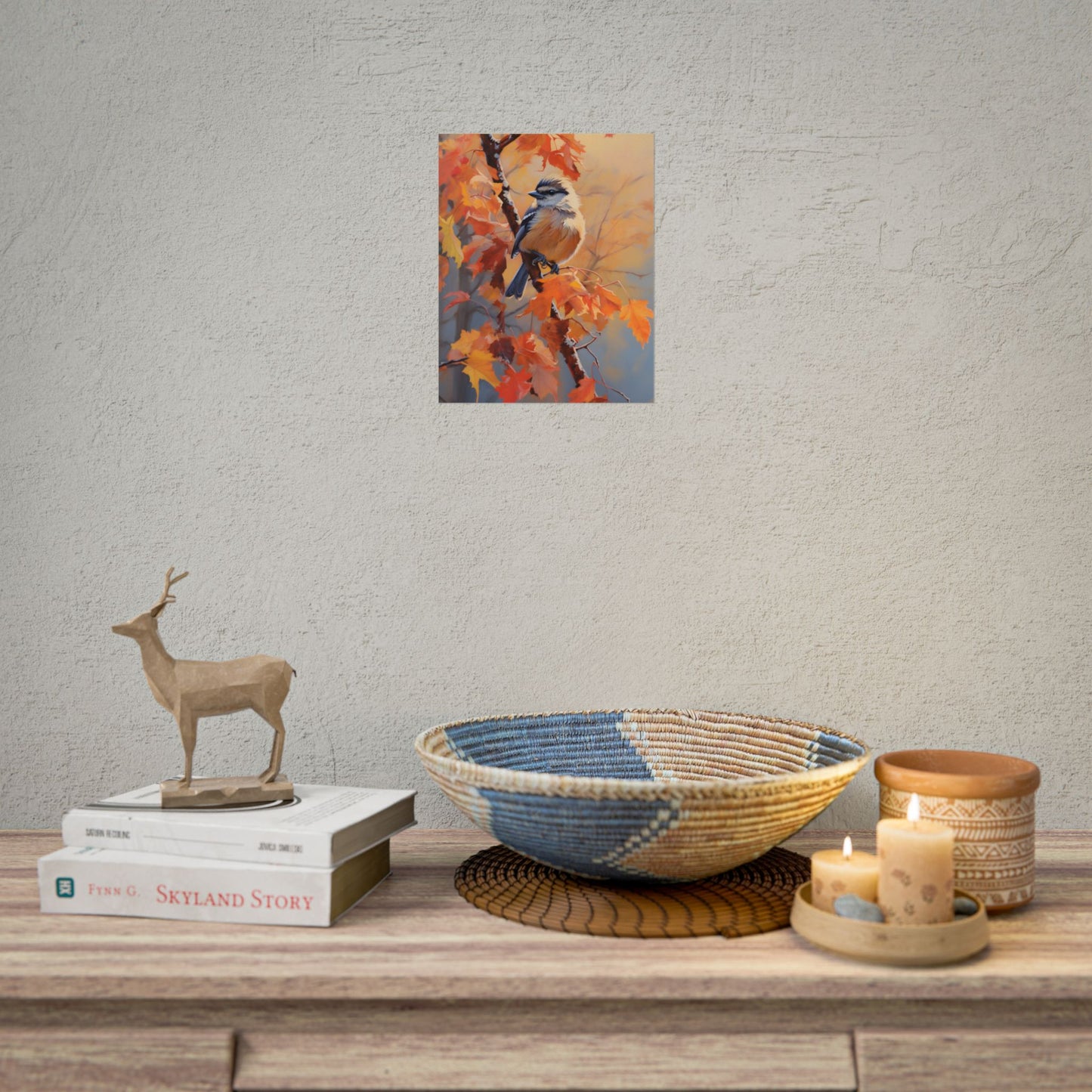 Vibrant Oak Branch: Oil Painting in Nature - Poster
